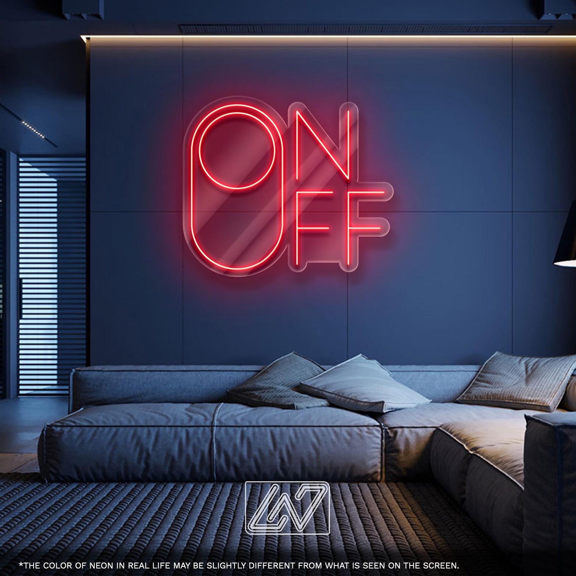 On Off LED Neon Sign - Minimalist wall art for tech lovers, modern interiors, game rooms, or creative offices, perfect for stylish decor