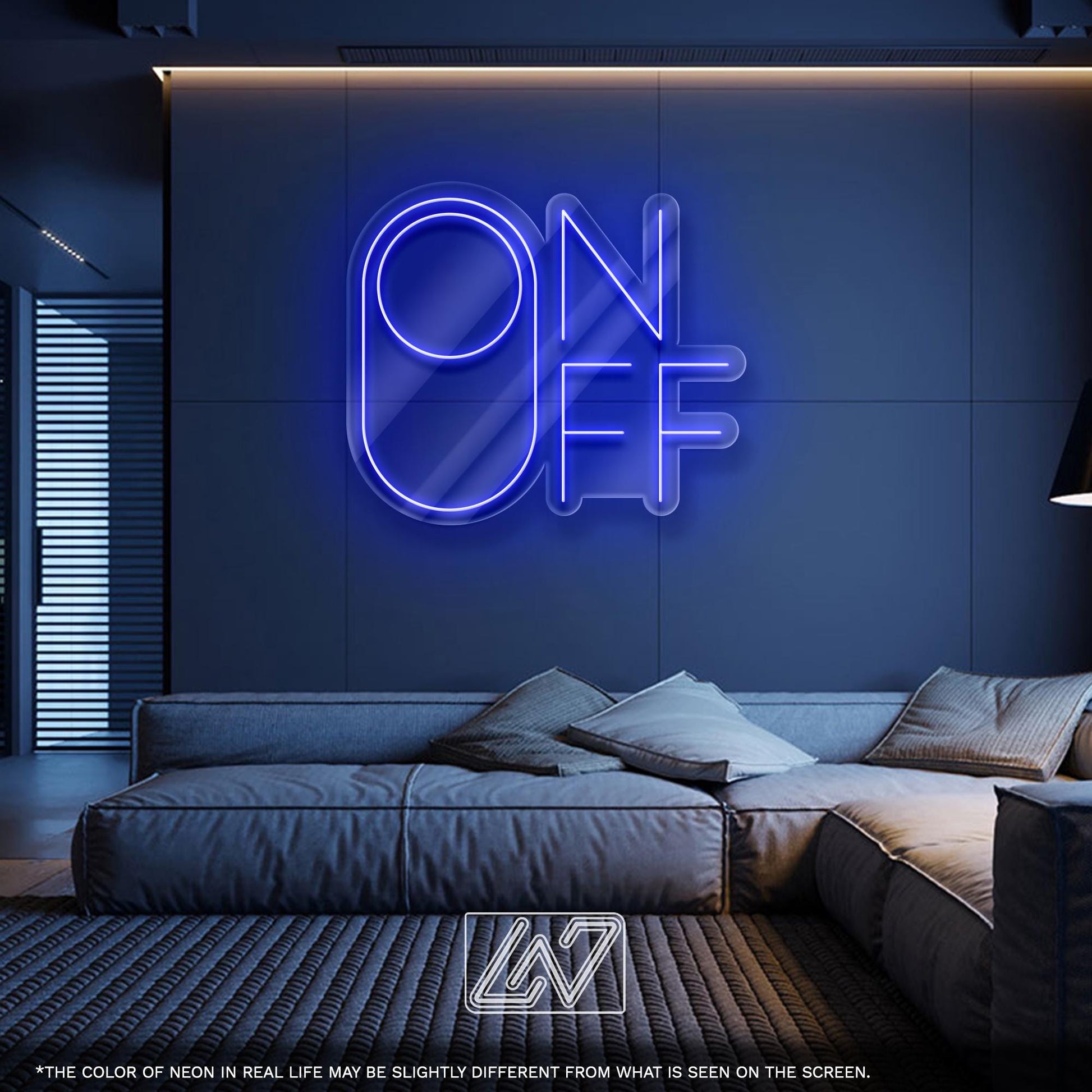 On Off LED Neon Sign - Minimalist wall art for tech lovers, modern interiors, game rooms, or creative offices, perfect for stylish decor