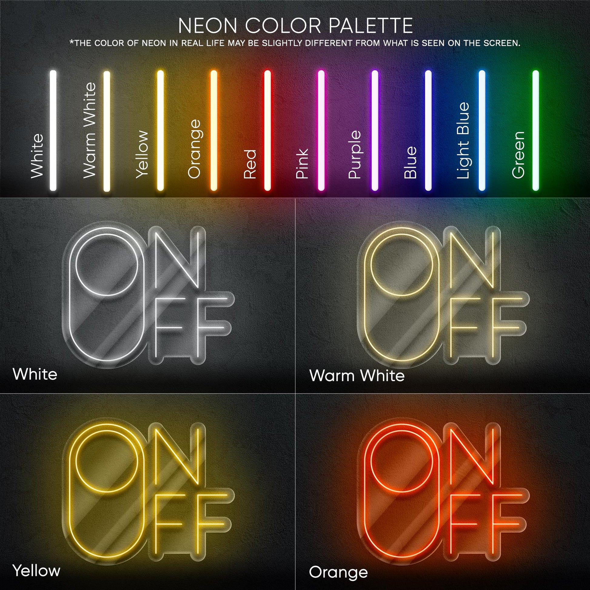On Off LED Neon Sign - Minimalist wall art for tech lovers, modern interiors, game rooms, or creative offices, perfect for stylish decor