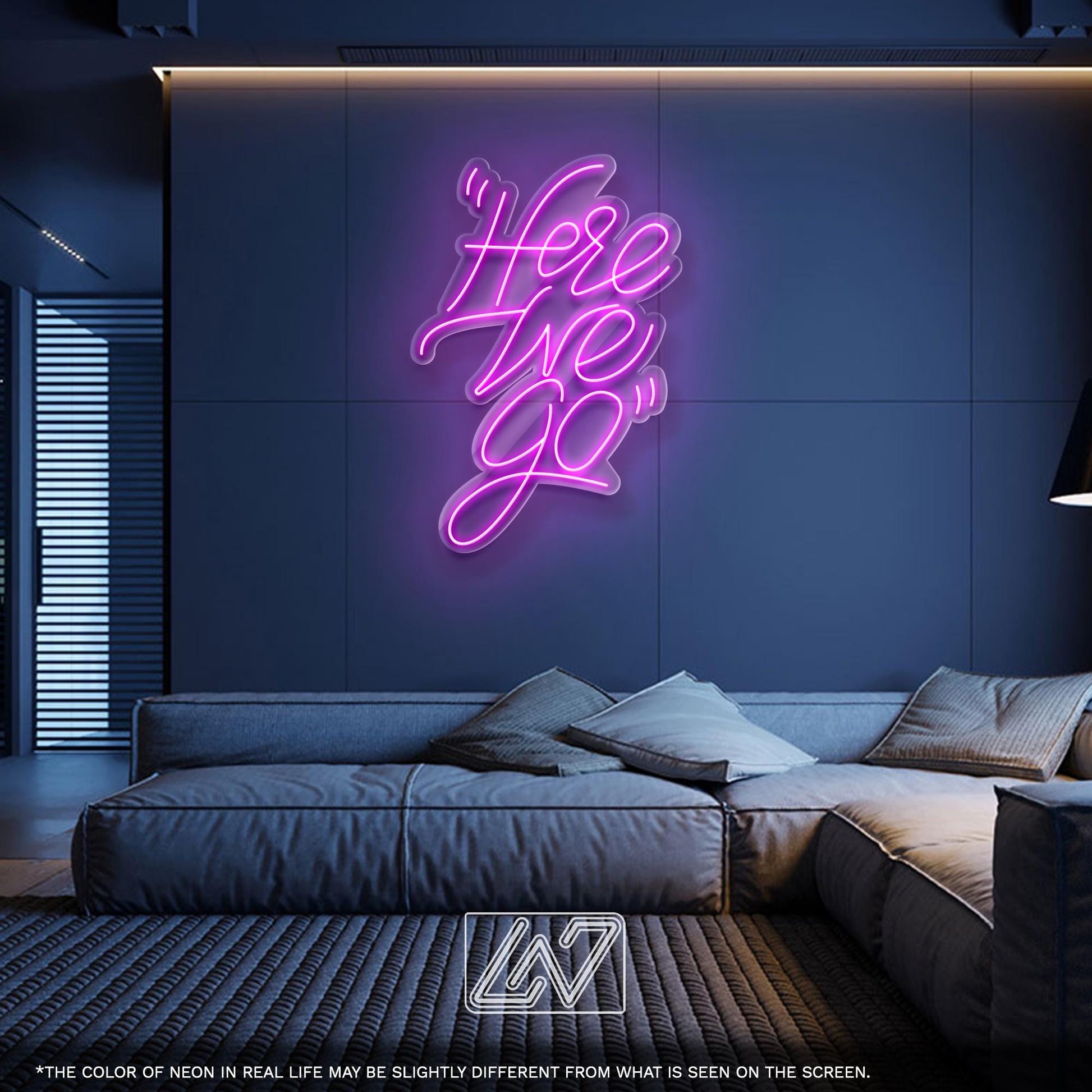 Here We Go LED Neon Sign – Motivational Wall Light for Office, Gym, Gaming Setup or Streaming Room Decor