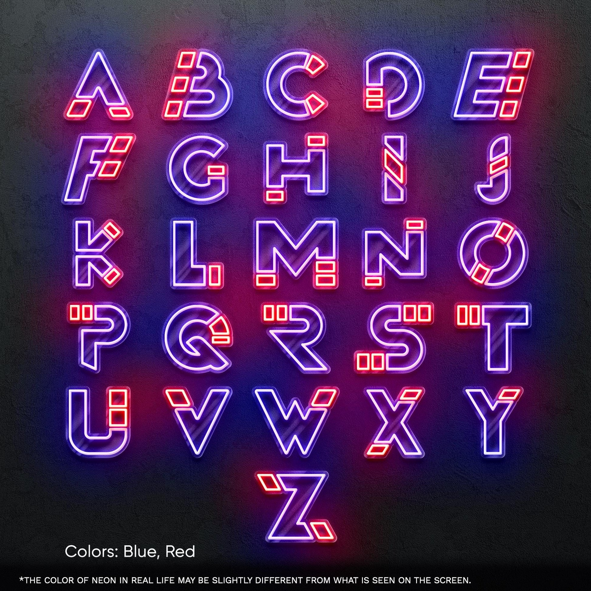 Custom Neon Initials Sign – Personalized name letters in modern blue-orange LED style, perfect for gifts, kids' rooms, weddings or branding