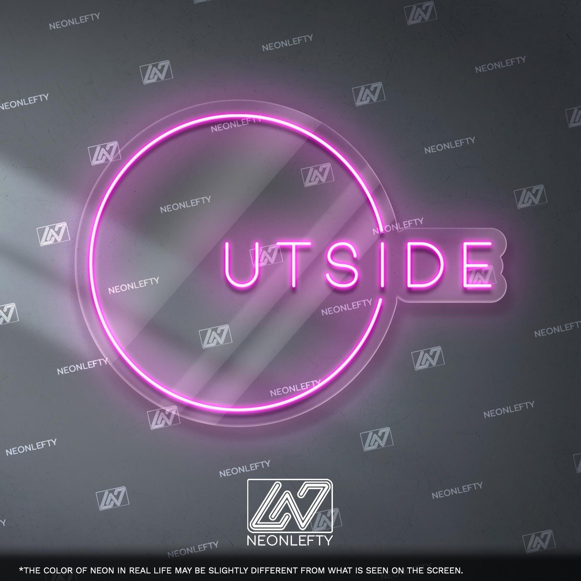 Outside Neon Sign - Modern LED sign with circular design, perfect for terrace, balcony, patio lounge, or nature-inspired interiors