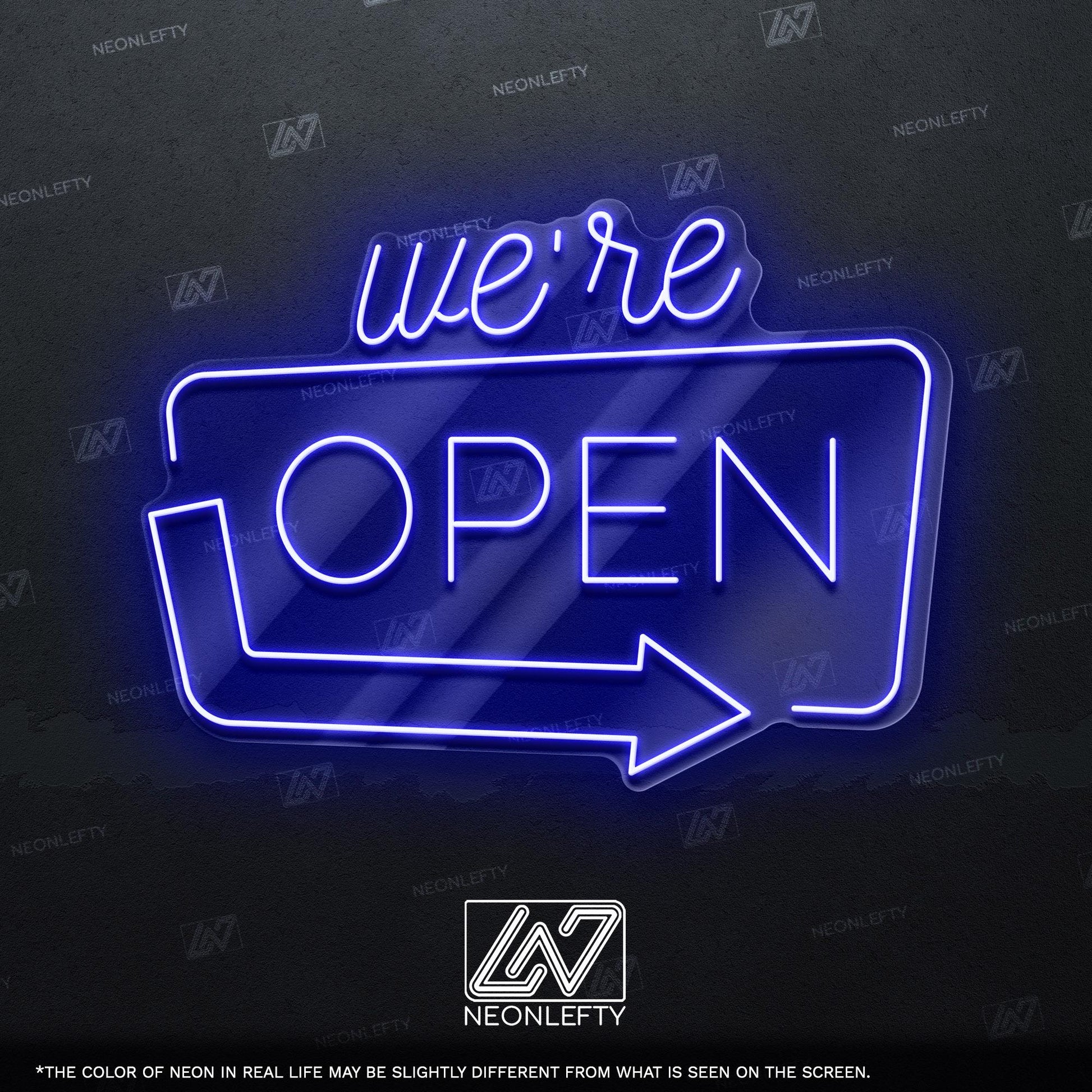 We're Open - LED neon sign for shops, salons, restaurants, offices with modern glowing design to welcome customers and highlight open status