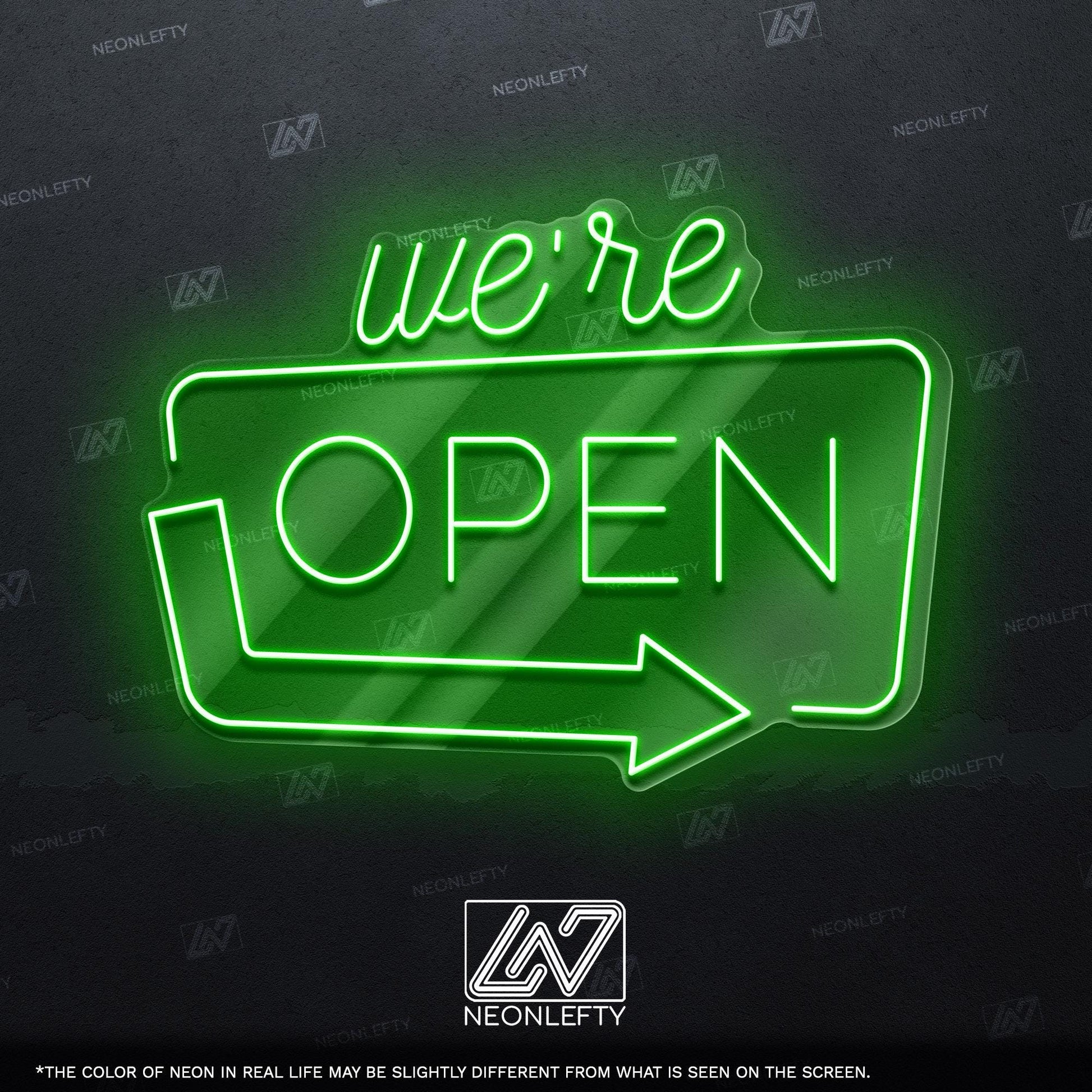 We're Open - LED neon sign for shops, salons, restaurants, offices with modern glowing design to welcome customers and highlight open status