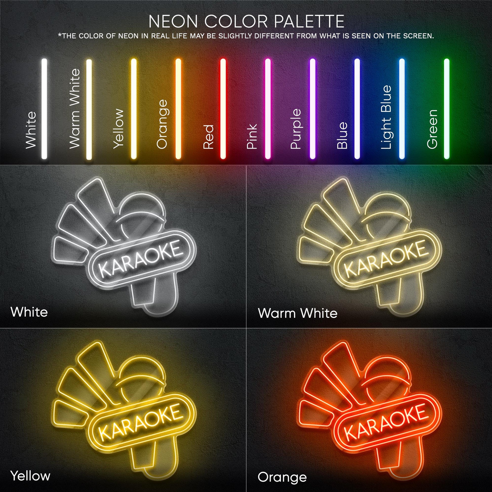 Karaoke - LED neon sign with microphone and sound waves design for karaoke bars, music rooms, home parties or singing lovers fun wall decor