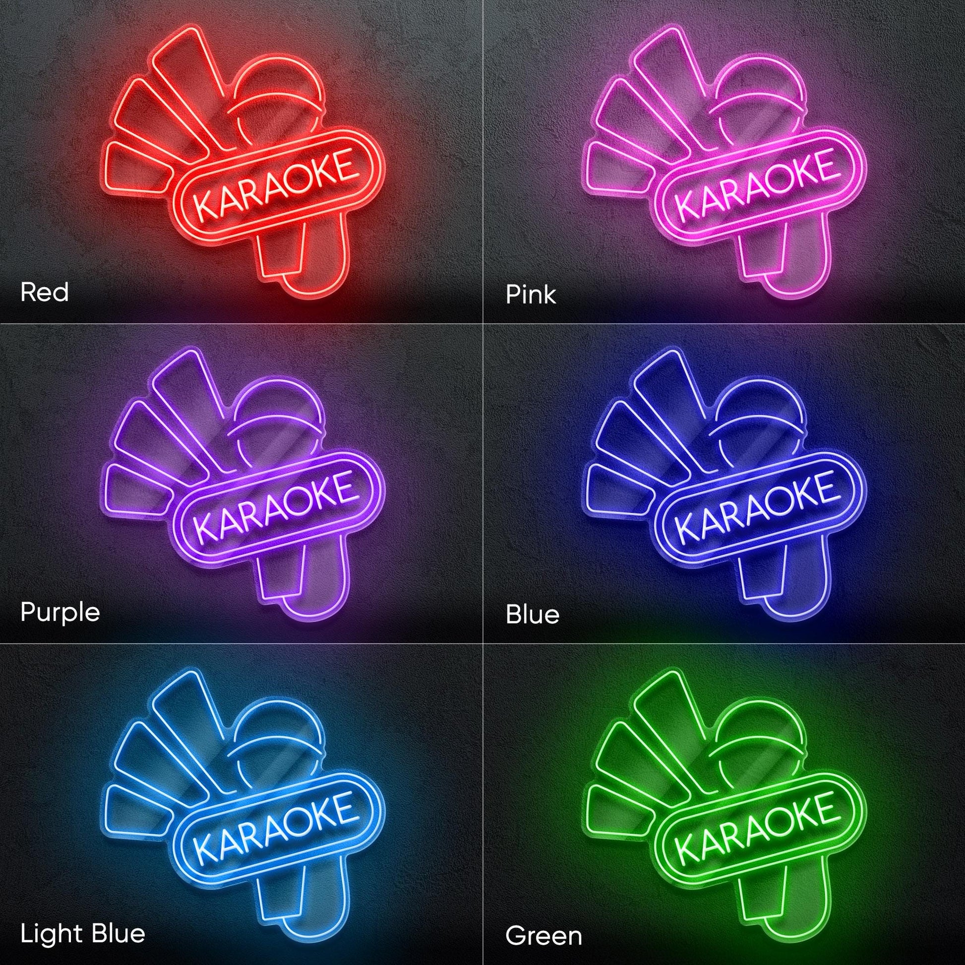 Karaoke - LED neon sign with microphone and sound waves design for karaoke bars, music rooms, home parties or singing lovers fun wall decor