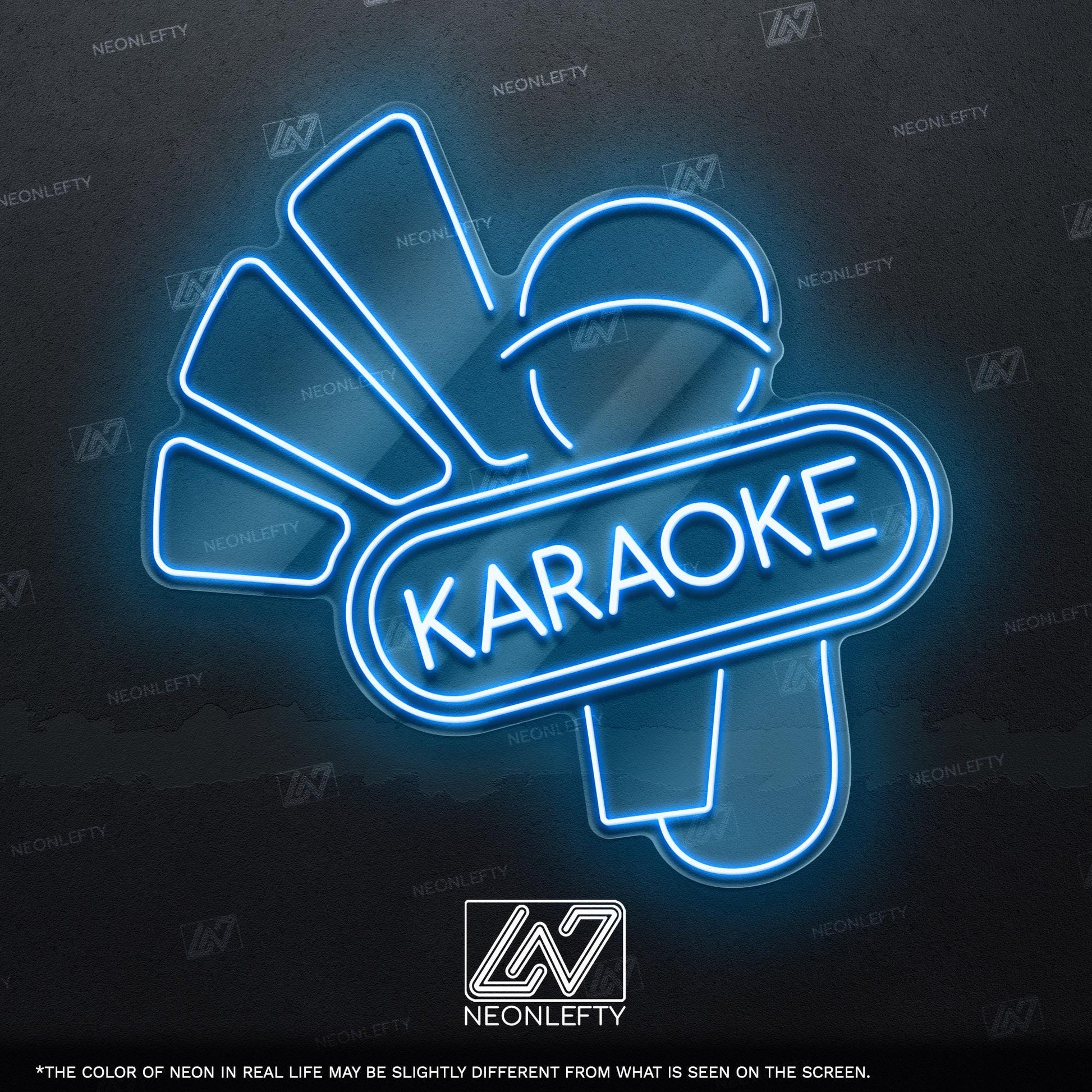 Karaoke - LED neon sign with microphone and sound waves design for karaoke bars, music rooms, home parties or singing lovers fun wall decor