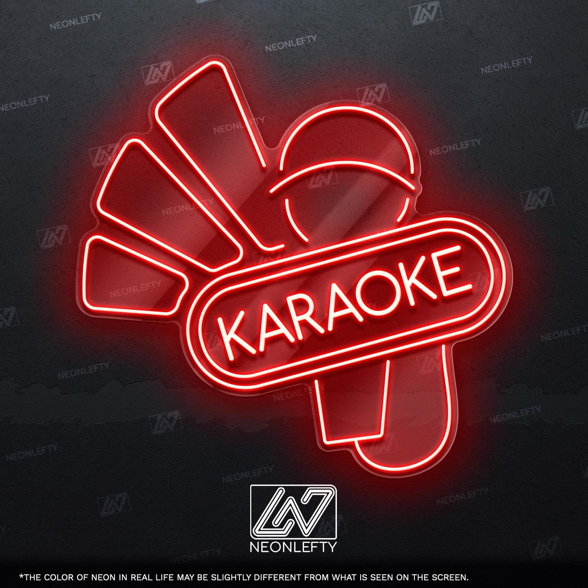 Karaoke - LED neon sign with microphone and sound waves design for karaoke bars, music rooms, home parties or singing lovers fun wall decor