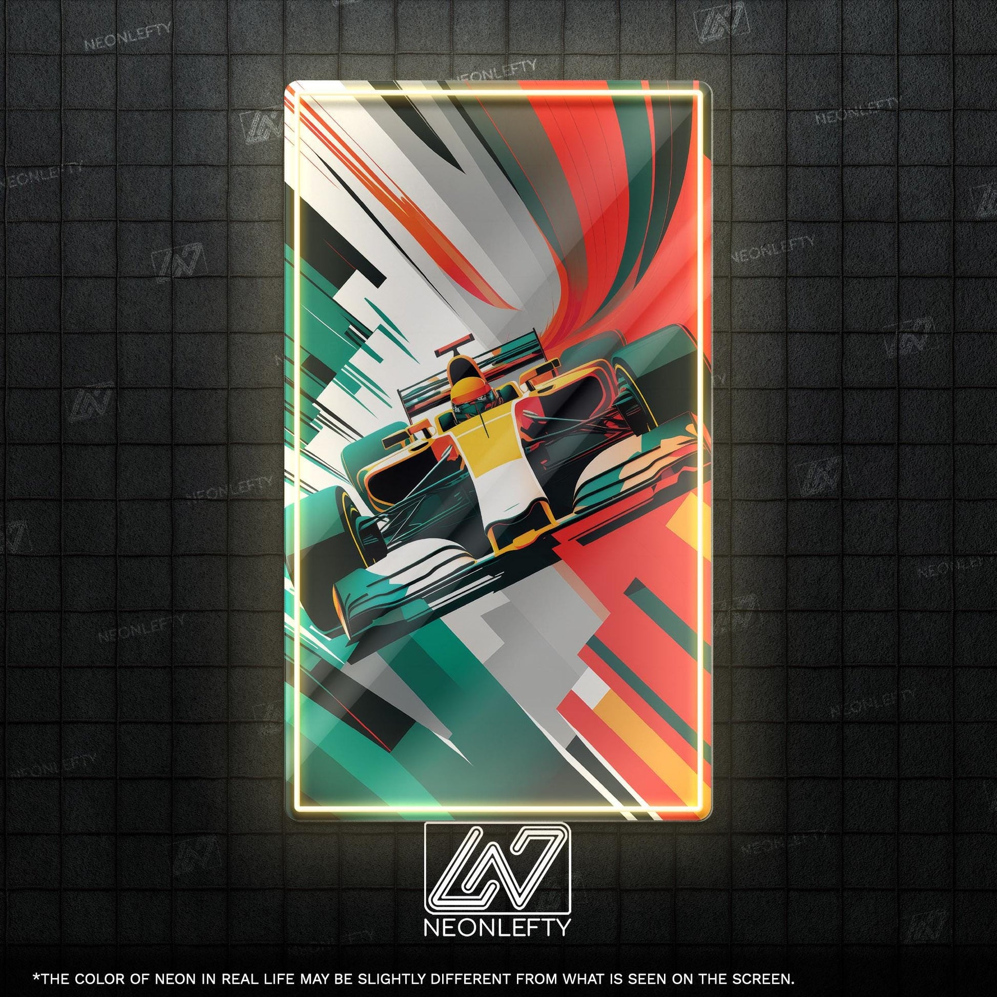 F1 Car - LED UV print neon sign with dynamic F1 race car design perfect for motorsport fans, game rooms, garages or racing-themed wall decor