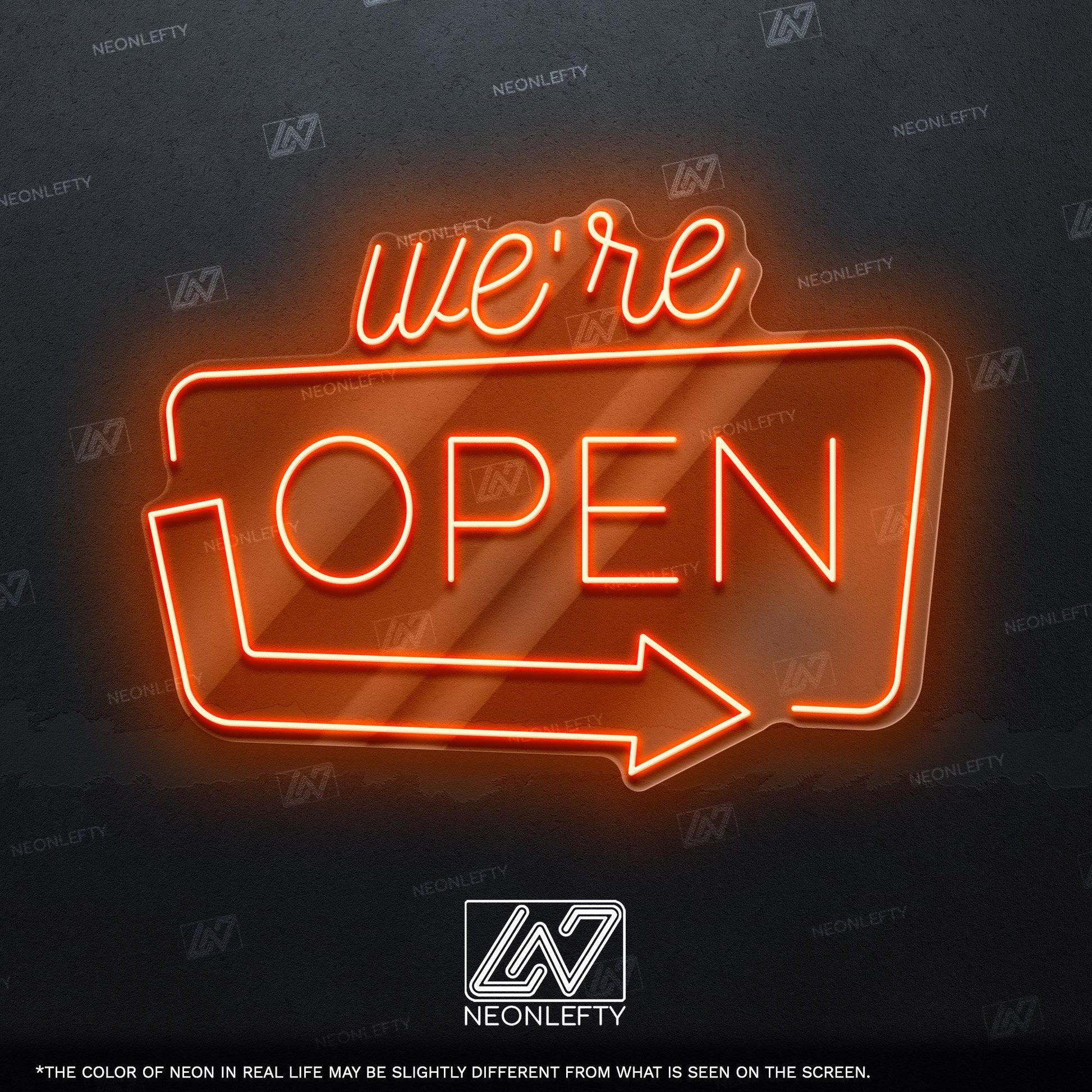 We're Open - LED neon sign for shops, salons, restaurants, offices with modern glowing design to welcome customers and highlight open status