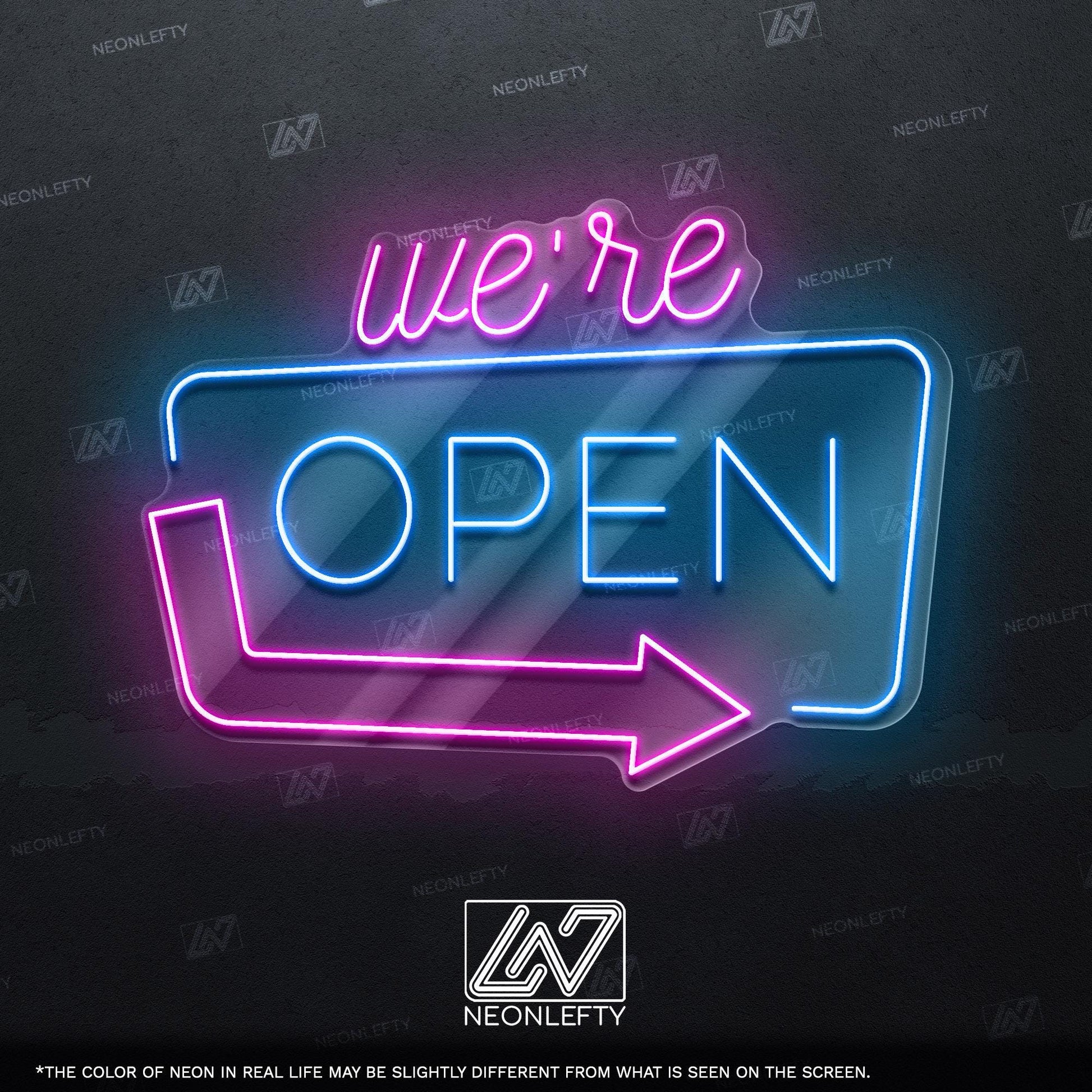 We're Open - LED neon sign for shops, salons, restaurants, offices with modern glowing design to welcome customers and highlight open status