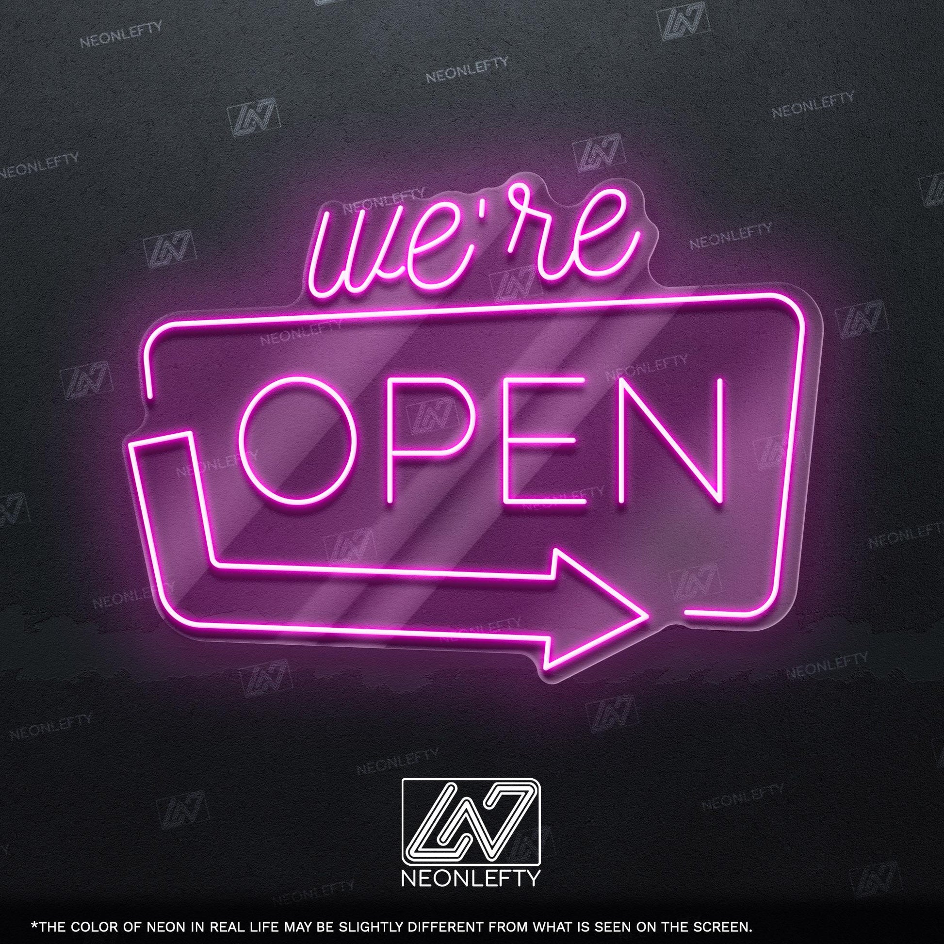 We're Open - LED neon sign for shops, salons, restaurants, offices with modern glowing design to welcome customers and highlight open status