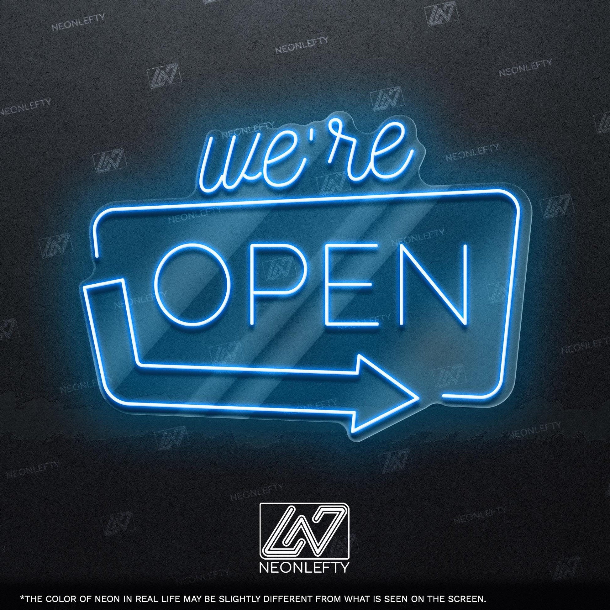 We're Open - LED neon sign for shops, salons, restaurants, offices with modern glowing design to welcome customers and highlight open status