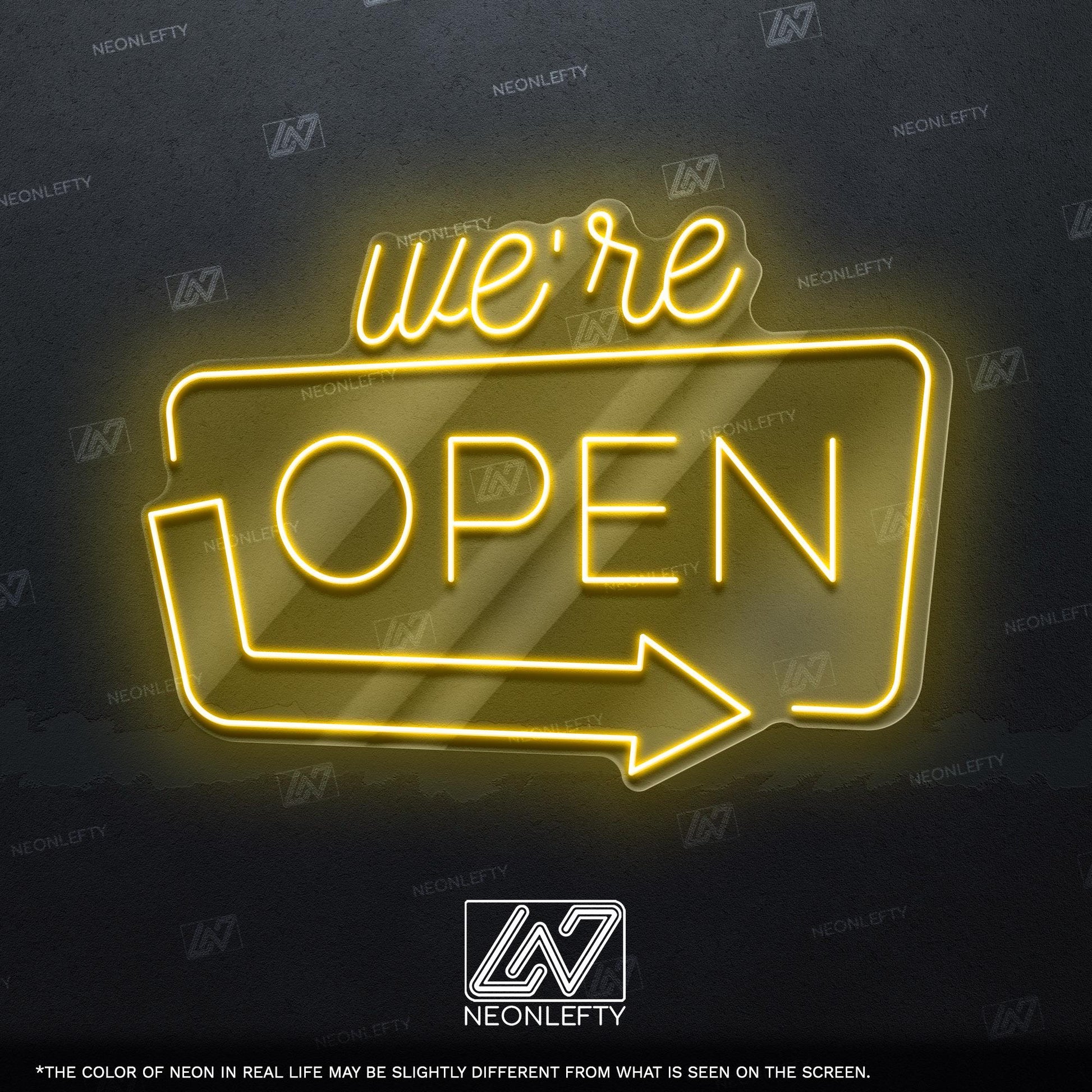We're Open - LED neon sign for shops, salons, restaurants, offices with modern glowing design to welcome customers and highlight open status