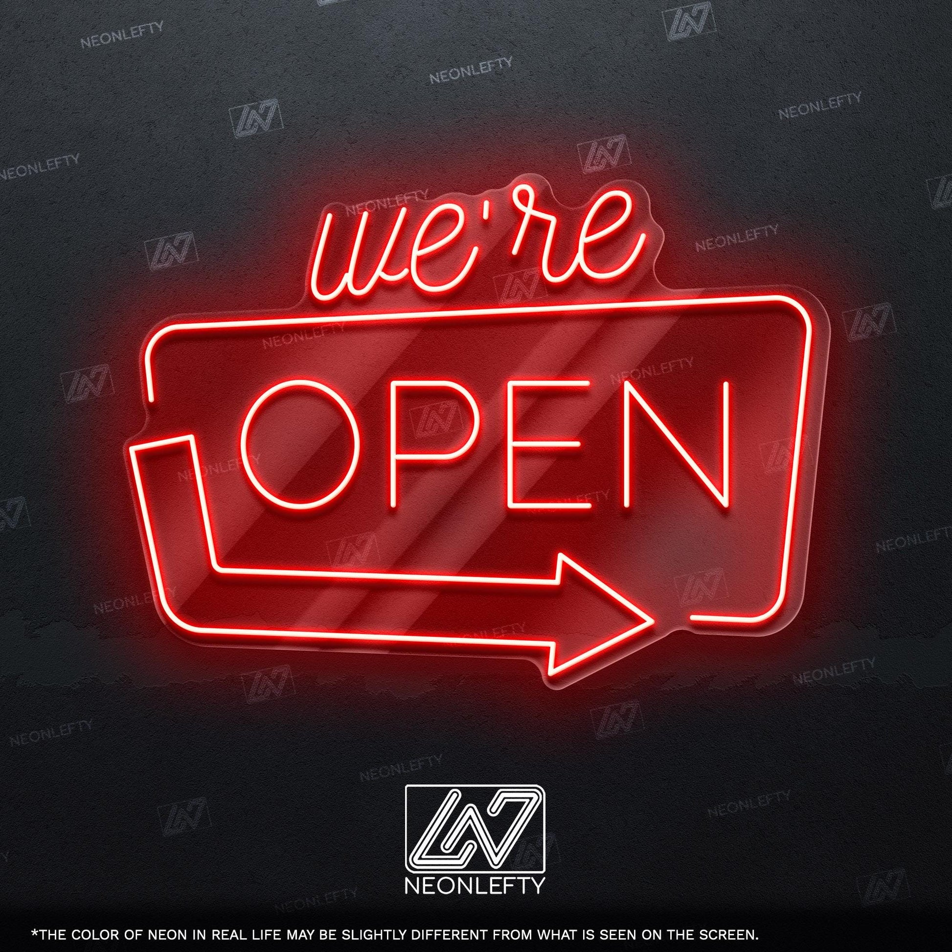We're Open - LED neon sign for shops, salons, restaurants, offices with modern glowing design to welcome customers and highlight open status