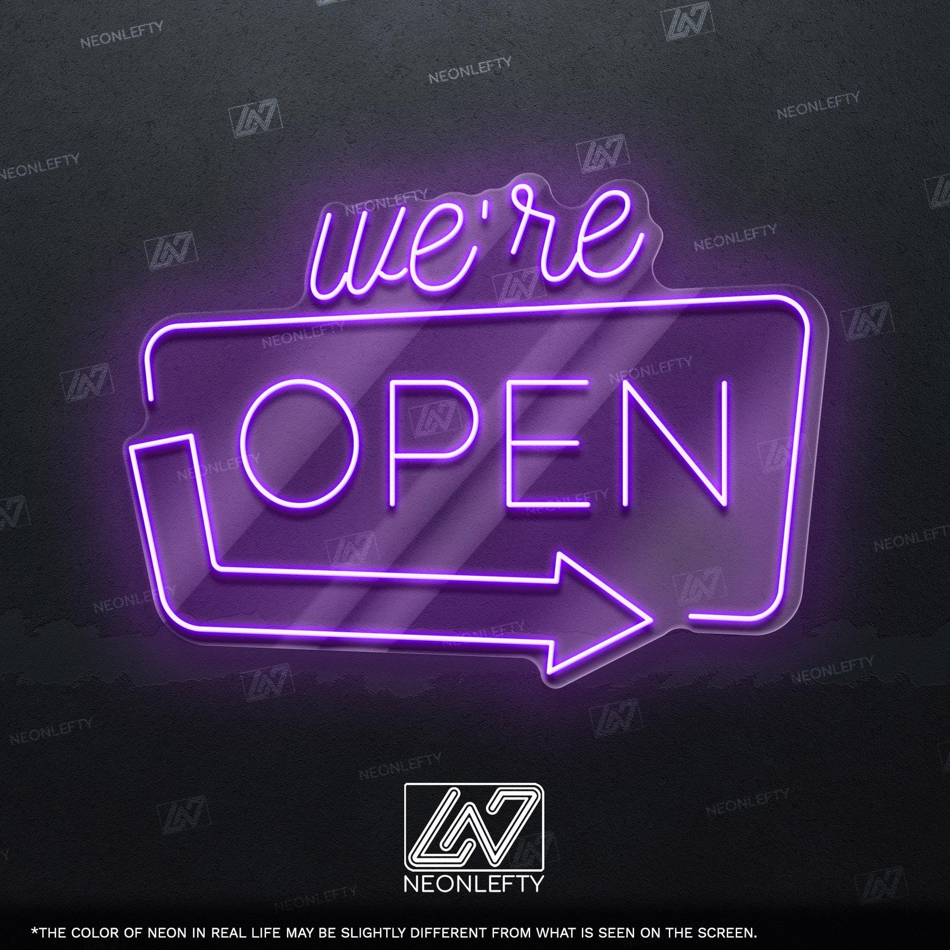 We're Open - LED neon sign for shops, salons, restaurants, offices with modern glowing design to welcome customers and highlight open status