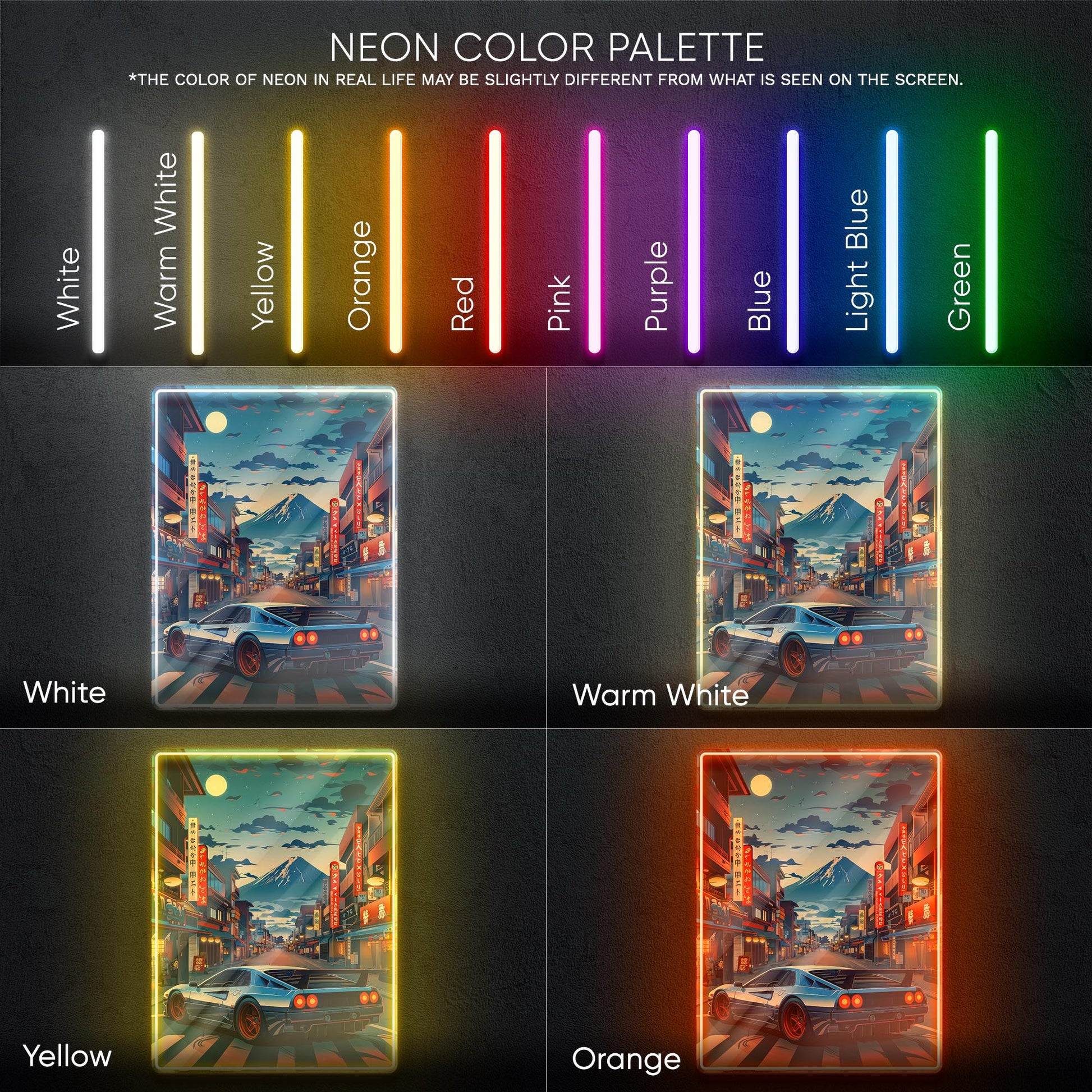 JDM Neon Sign - Retro Japanese street racing wall decor for car lovers, man cave, garage or gaming room ambience