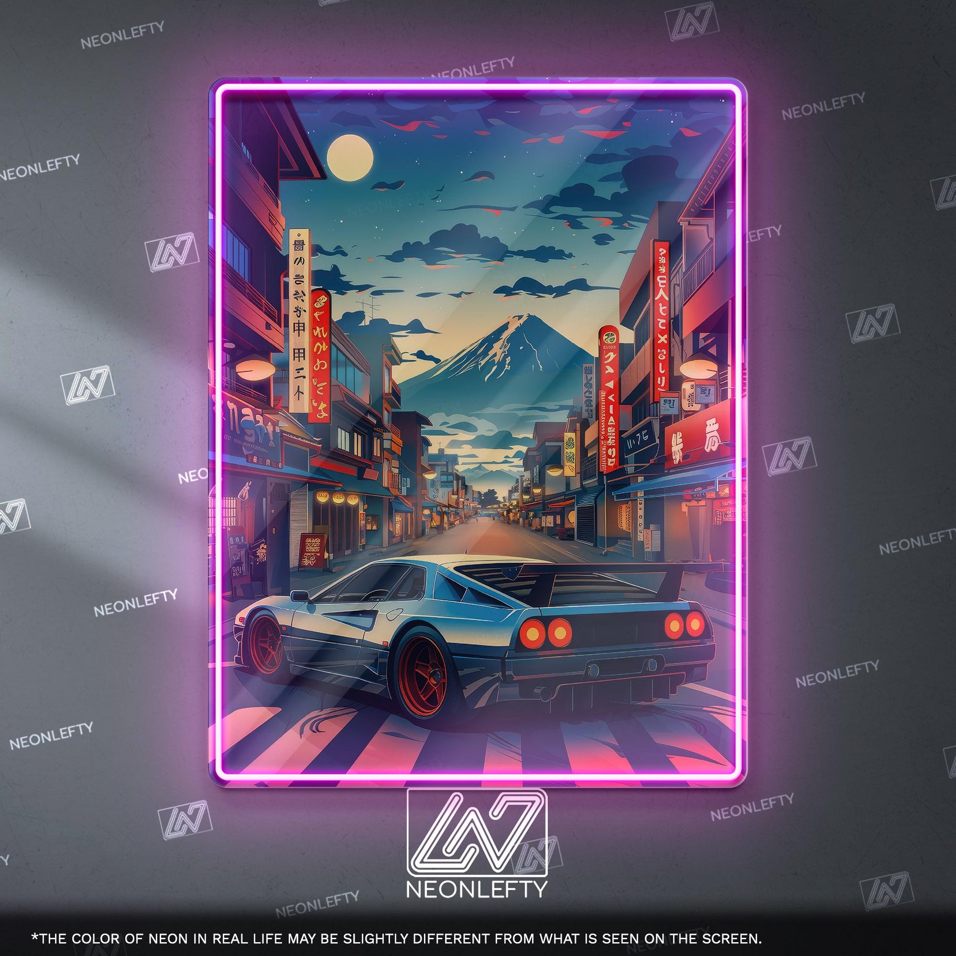 JDM Neon Sign - Retro Japanese street racing wall decor for car lovers, man cave, garage or gaming room ambience