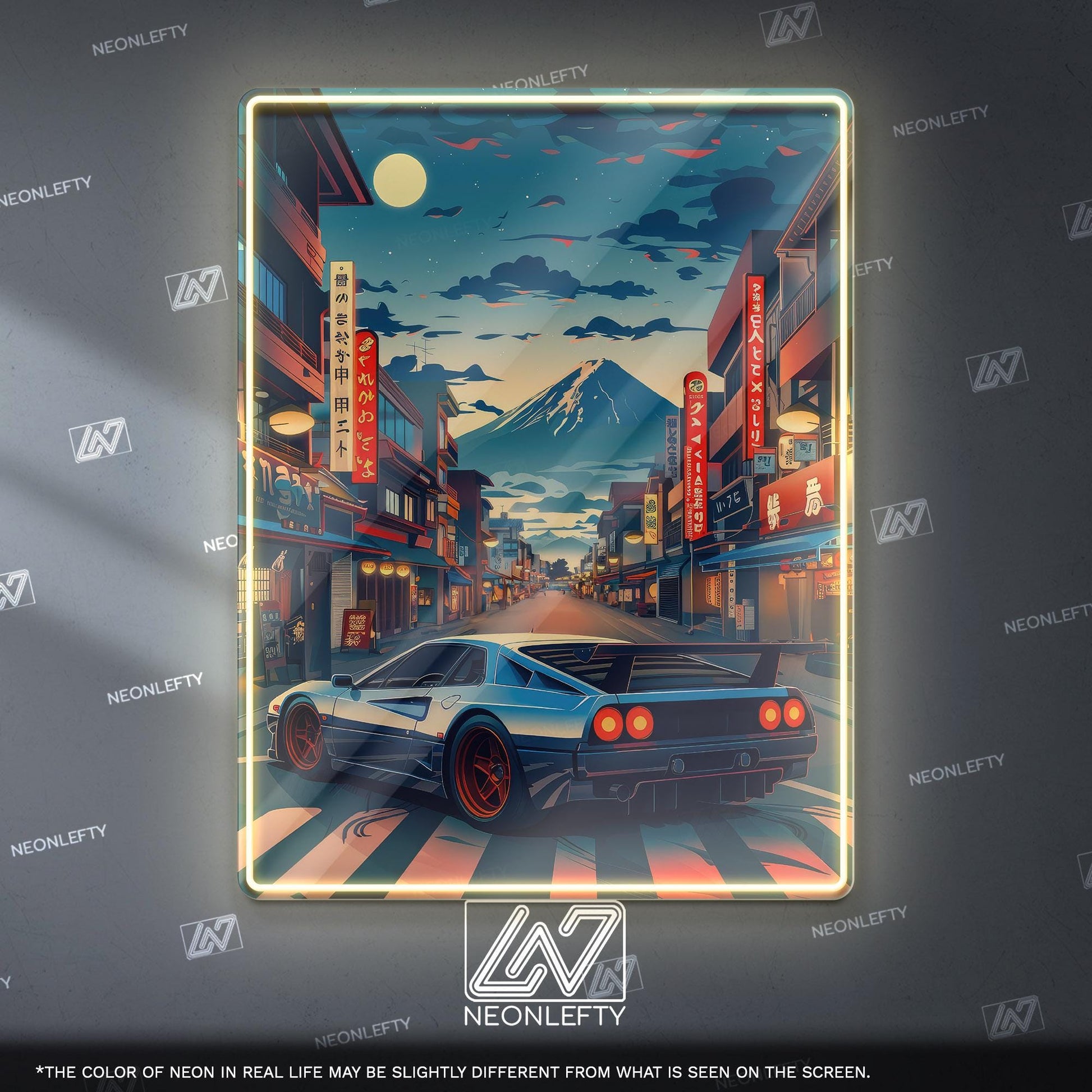 JDM Neon Sign - Retro Japanese street racing wall decor for car lovers, man cave, garage or gaming room ambience