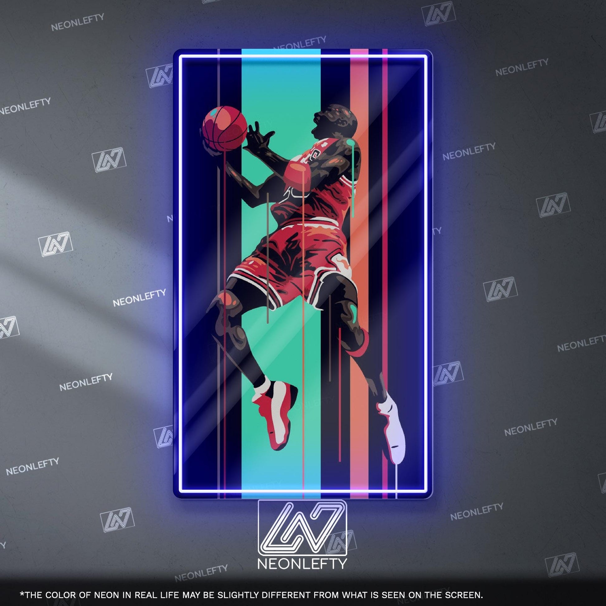 Jordan Neon Sign - basketball wall decor inspired by the legend of the game, perfect for sports room, gym, man cave or sneakerhead space