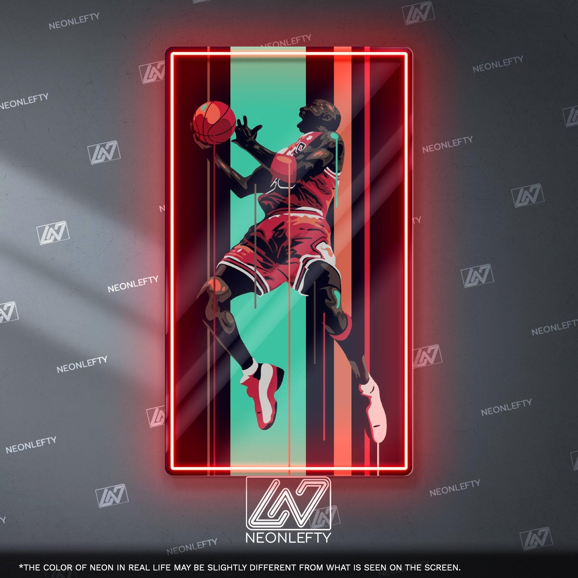 Jordan Neon Sign - basketball wall decor inspired by the legend of the game, perfect for sports room, gym, man cave or sneakerhead space