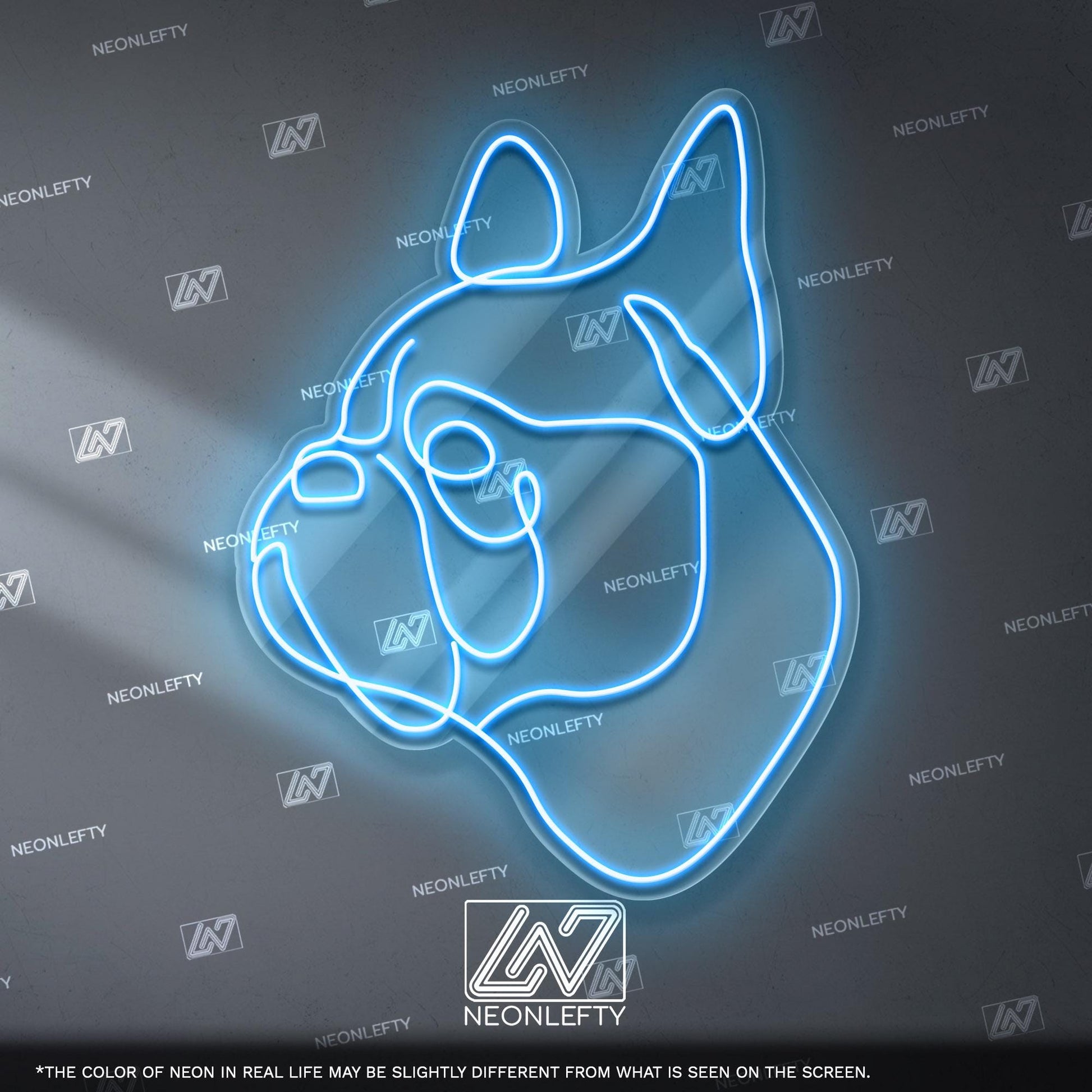 French Bulldog Neon Sign - Minimalist line dog wall art for pet lovers, perfect for living room, hallway, office or modern interior space