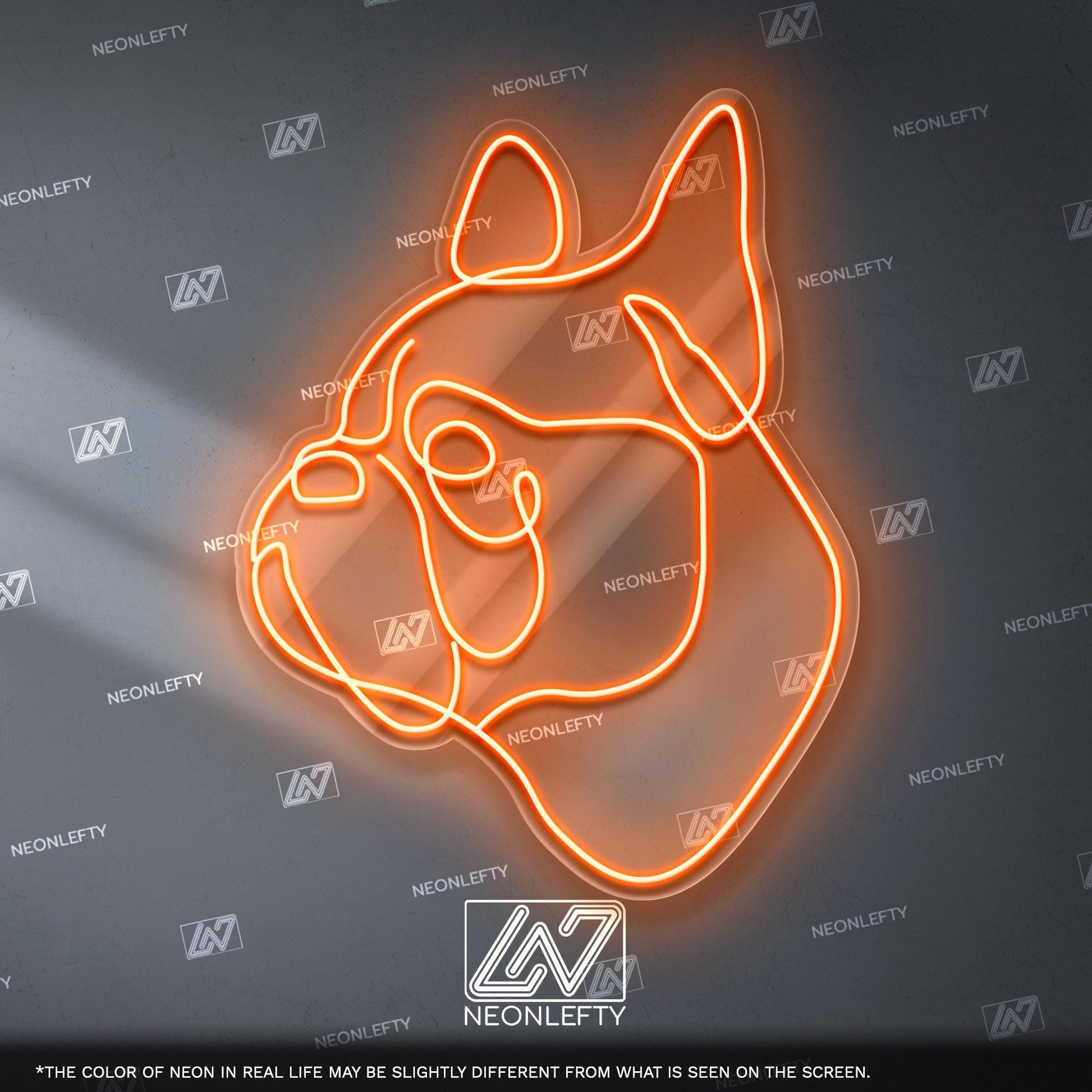 French Bulldog Neon Sign - Minimalist line dog wall art for pet lovers, perfect for living room, hallway, office or modern interior space