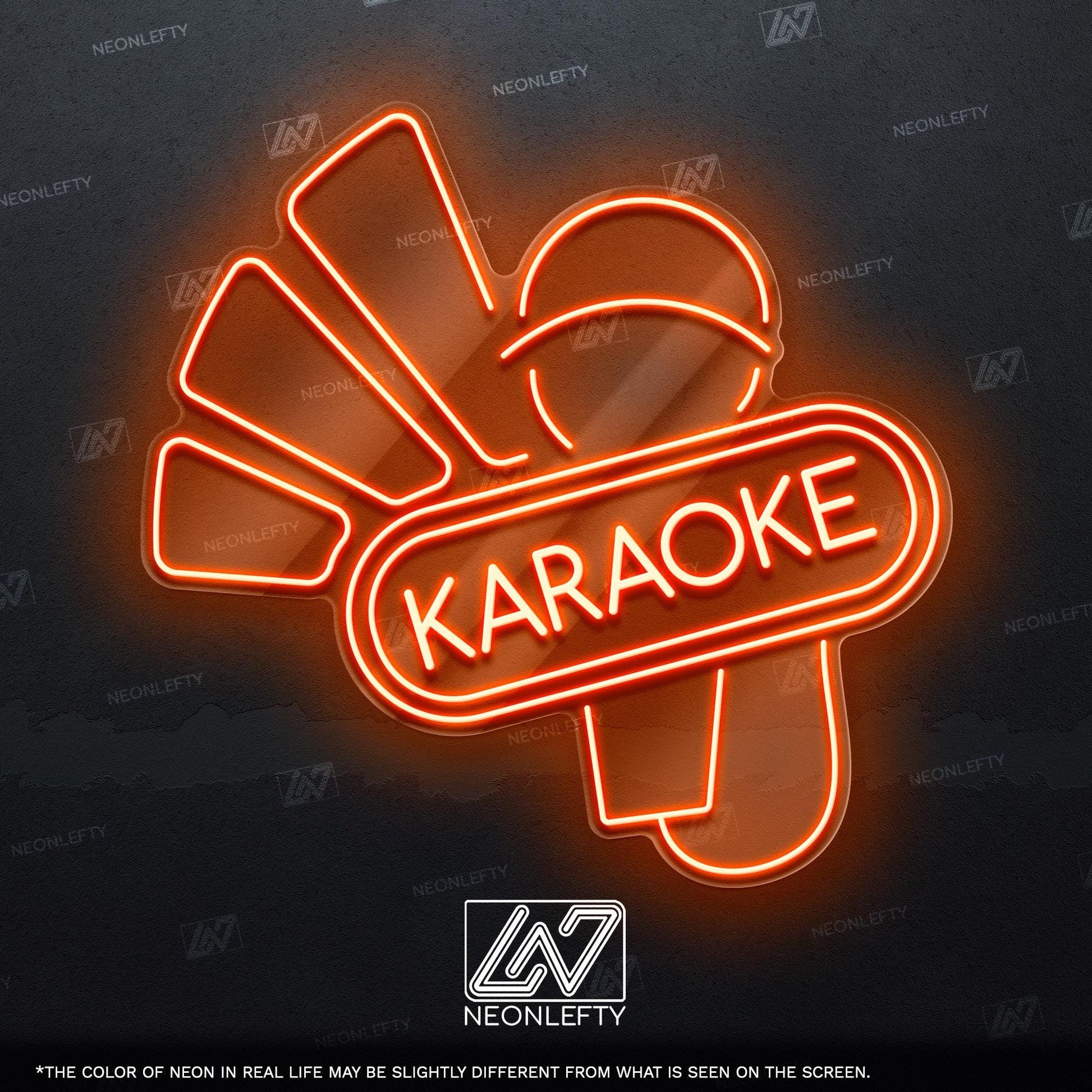 Karaoke - LED neon sign with microphone and sound waves design for karaoke bars, music rooms, home parties or singing lovers fun wall decor