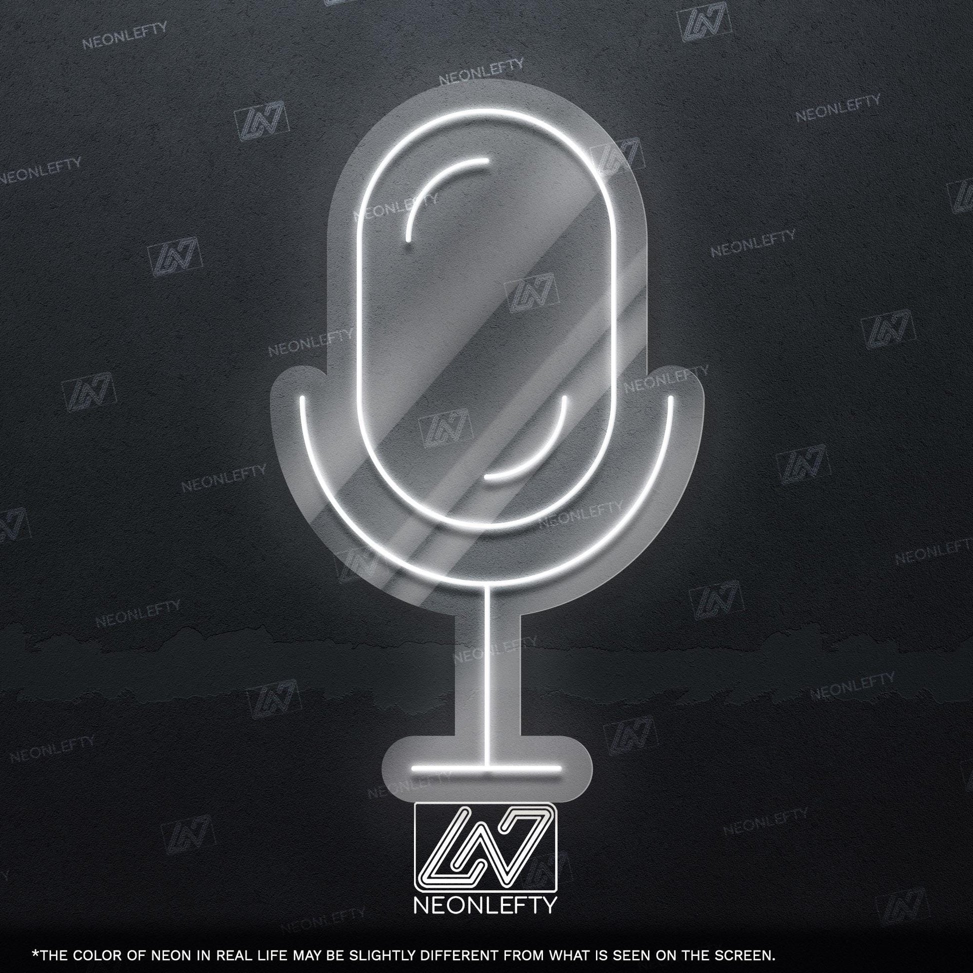 Microphone - LED neon sign, studio mic design perfect for podcast rooms, music studios, content creator setups, modern vocal-themed decor