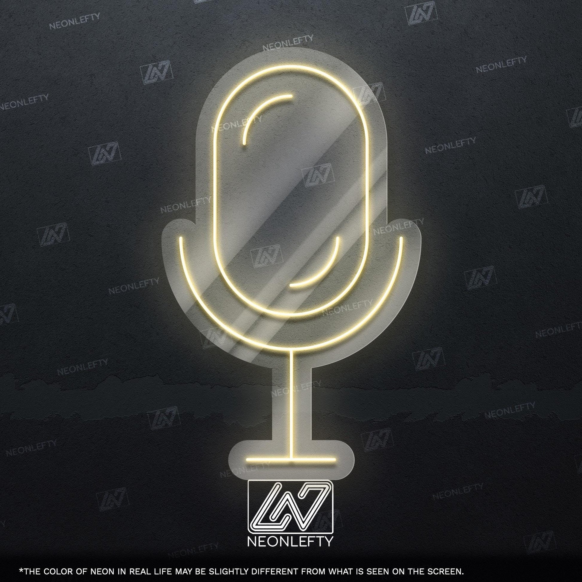 Microphone - LED neon sign, studio mic design perfect for podcast rooms, music studios, content creator setups, modern vocal-themed decor