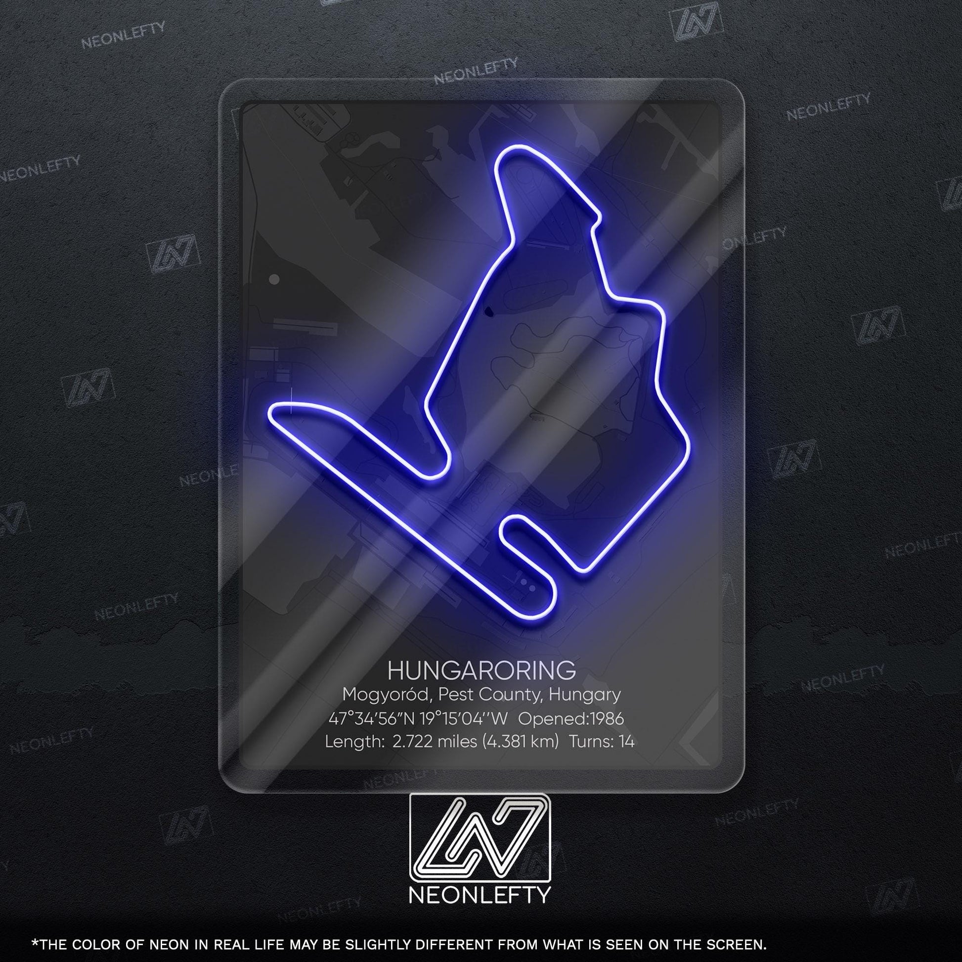 Hungaroring Neon Sign - Legendary Hungarian Formula 1 circuit art for racing fans, perfect for garage, man cave, office or motorsport room