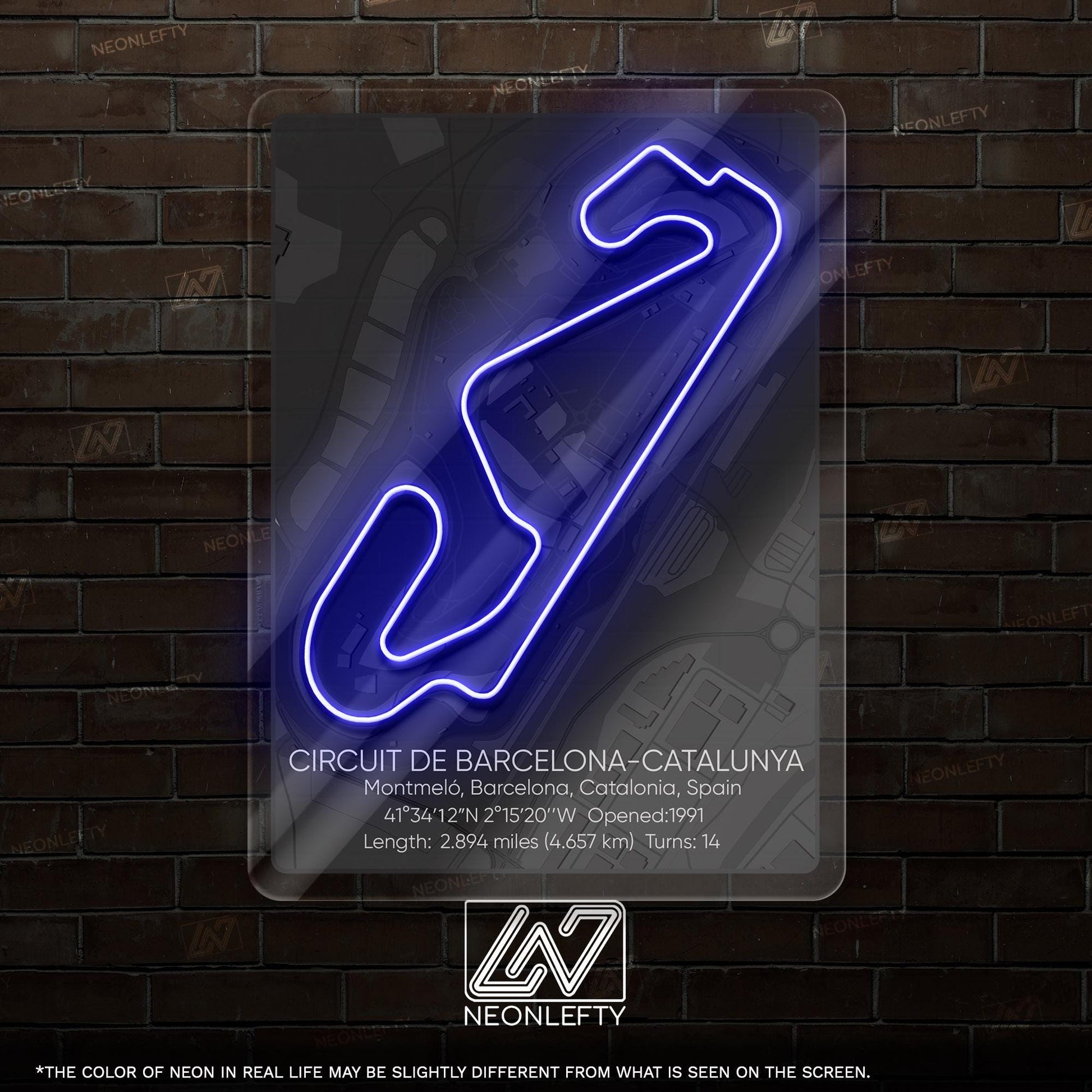Barcelona-Catalunya Circuit Neon Sign - Famous Spanish Formula 1 track art for garage, man cave, gaming room or motorsport-inspired decor