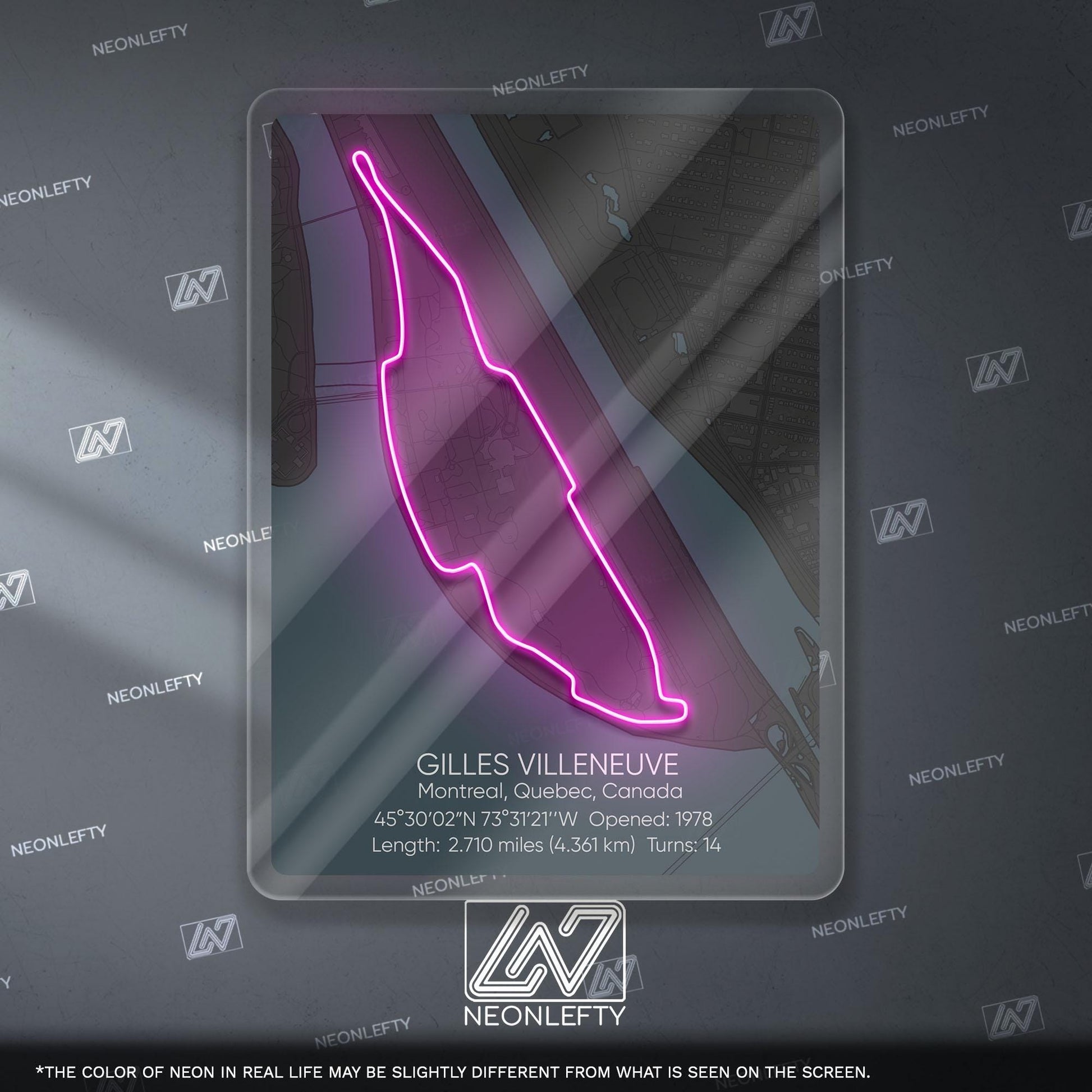 Gilles Villeneuve Neon Sign - Iconic Canadian Formula 1 circuit wall art, perfect for garage, man cave, motorsport room or racing enthusiast