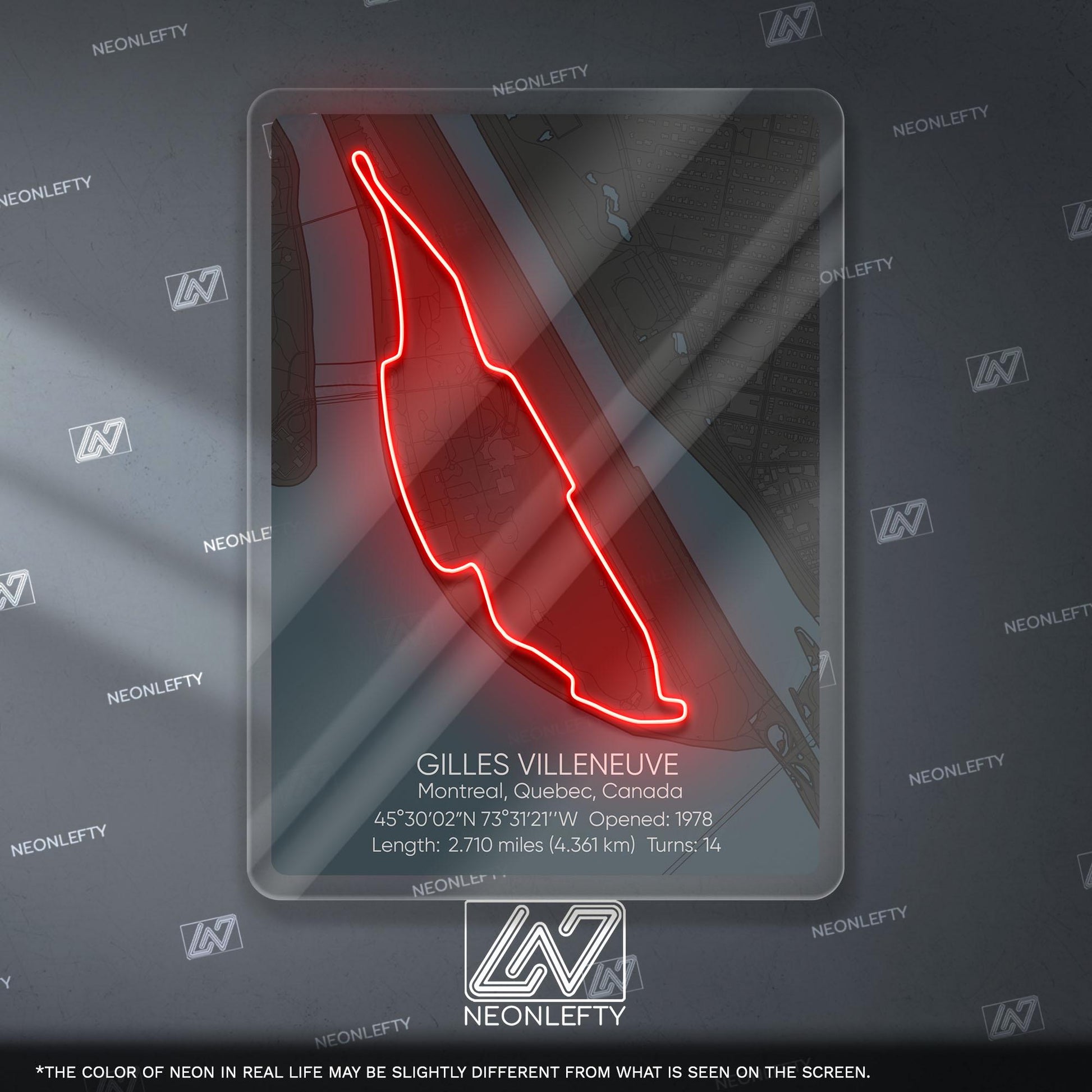 Gilles Villeneuve Neon Sign - Iconic Canadian Formula 1 circuit wall art, perfect for garage, man cave, motorsport room or racing enthusiast