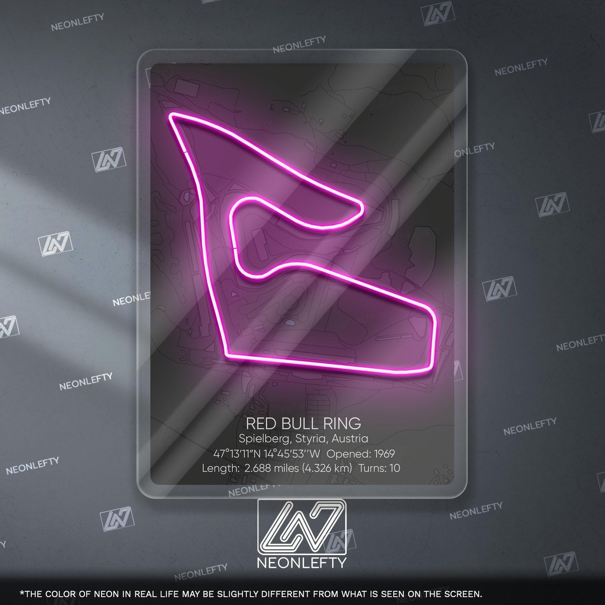 Red Bull Ring Neon Sign - Legendary Austrian Formula 1 circuit wall art, perfect for garage, man cave, gaming room or motorsport interior