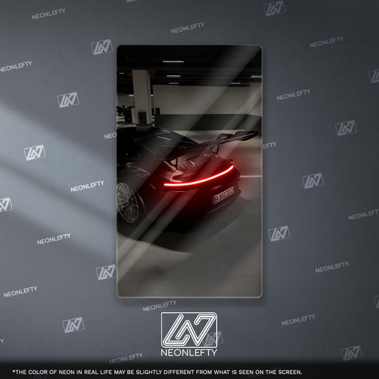 Porsche 911 GT Style Neon Sign - iconic rear view supercar wall decor for garage man cave racing room or luxury automotive interior display