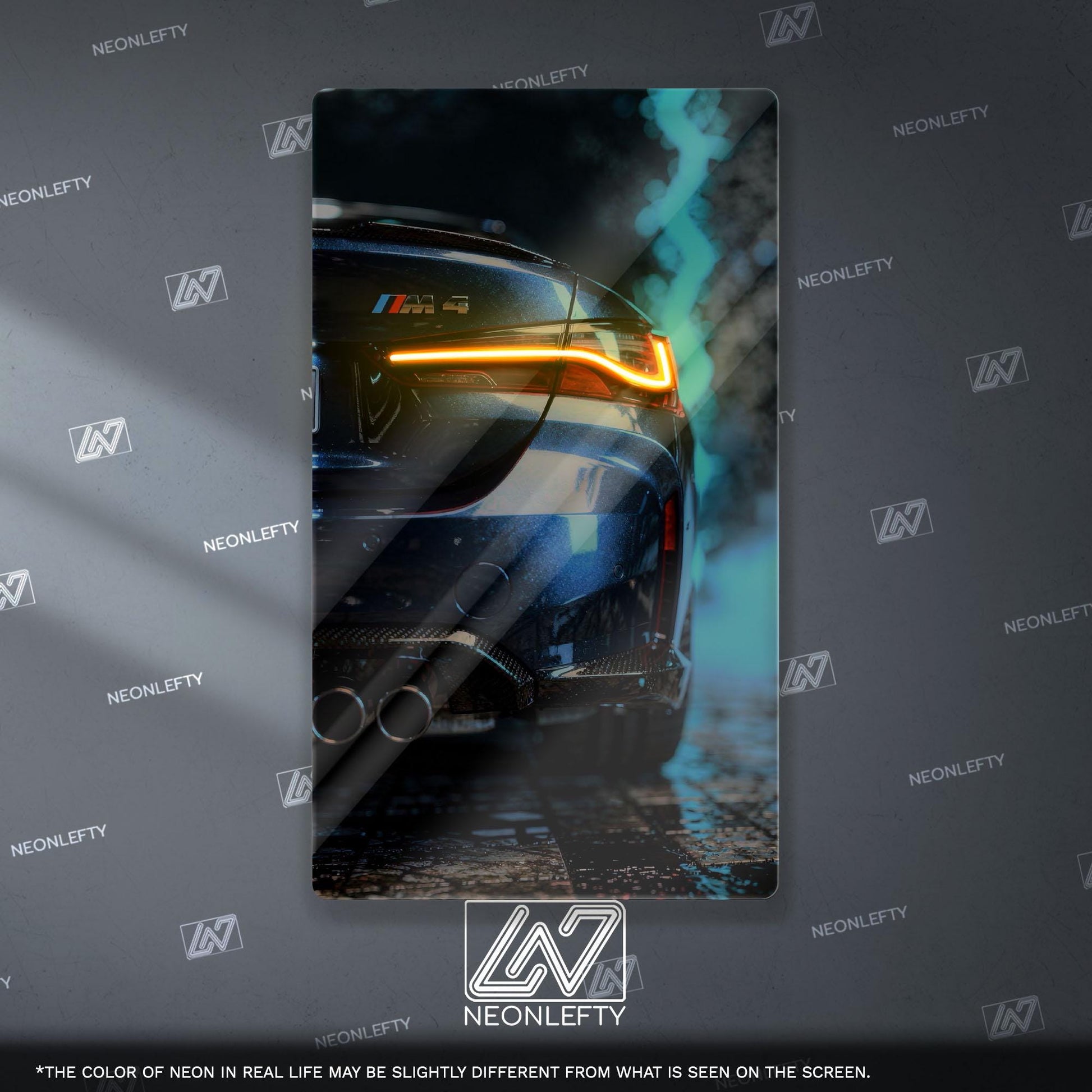 BMW M4 Neon Sign - Aggressive front view wall art inspired by modern performance design, perfect for garage, man cave or car room