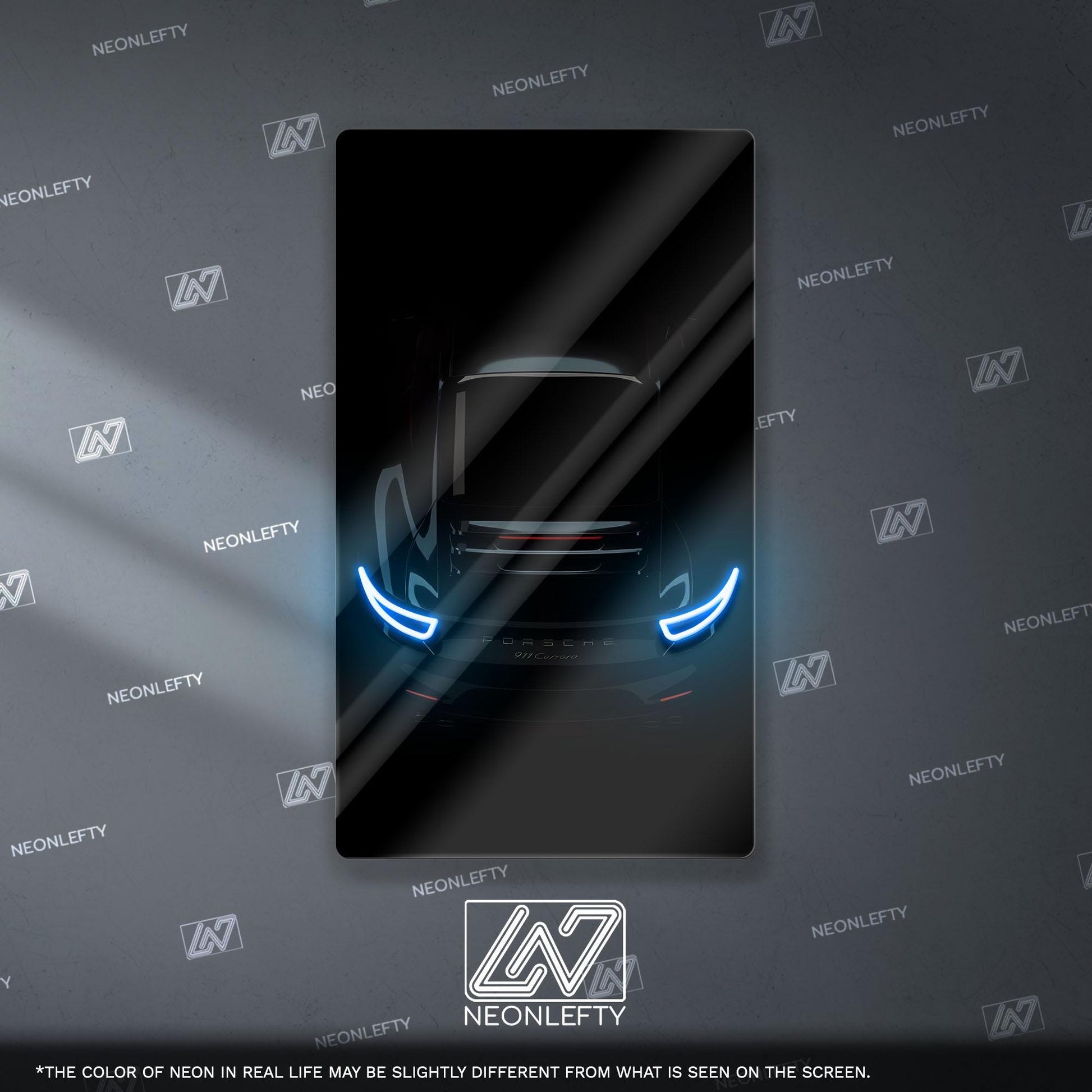 Porsche 911 GT Neon Sign - iconic rear view supercar wall decor for garage man cave racing room or luxury automotive interior display