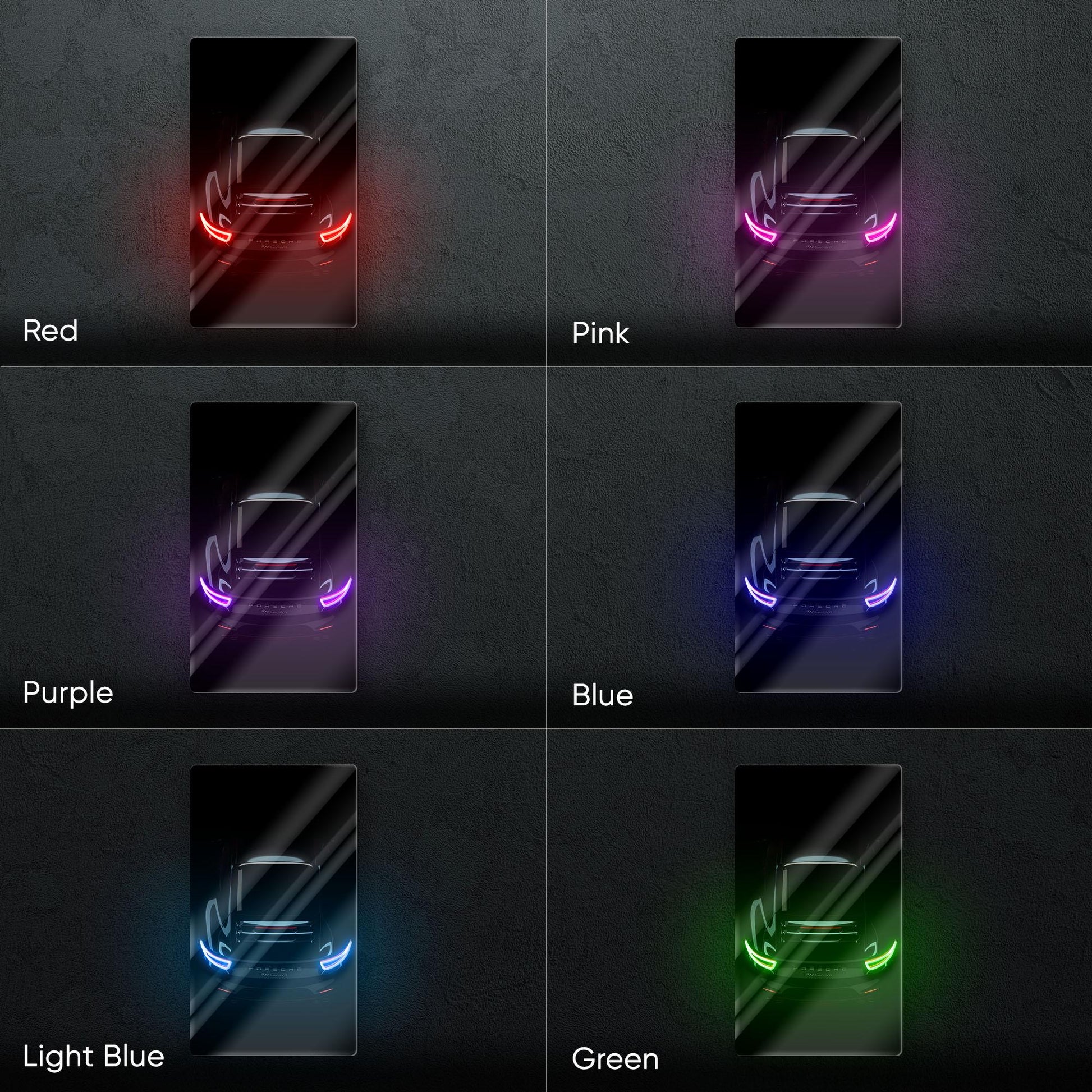 Porsche 911 GT Neon Sign - iconic rear view supercar wall decor for garage man cave racing room or luxury automotive interior display