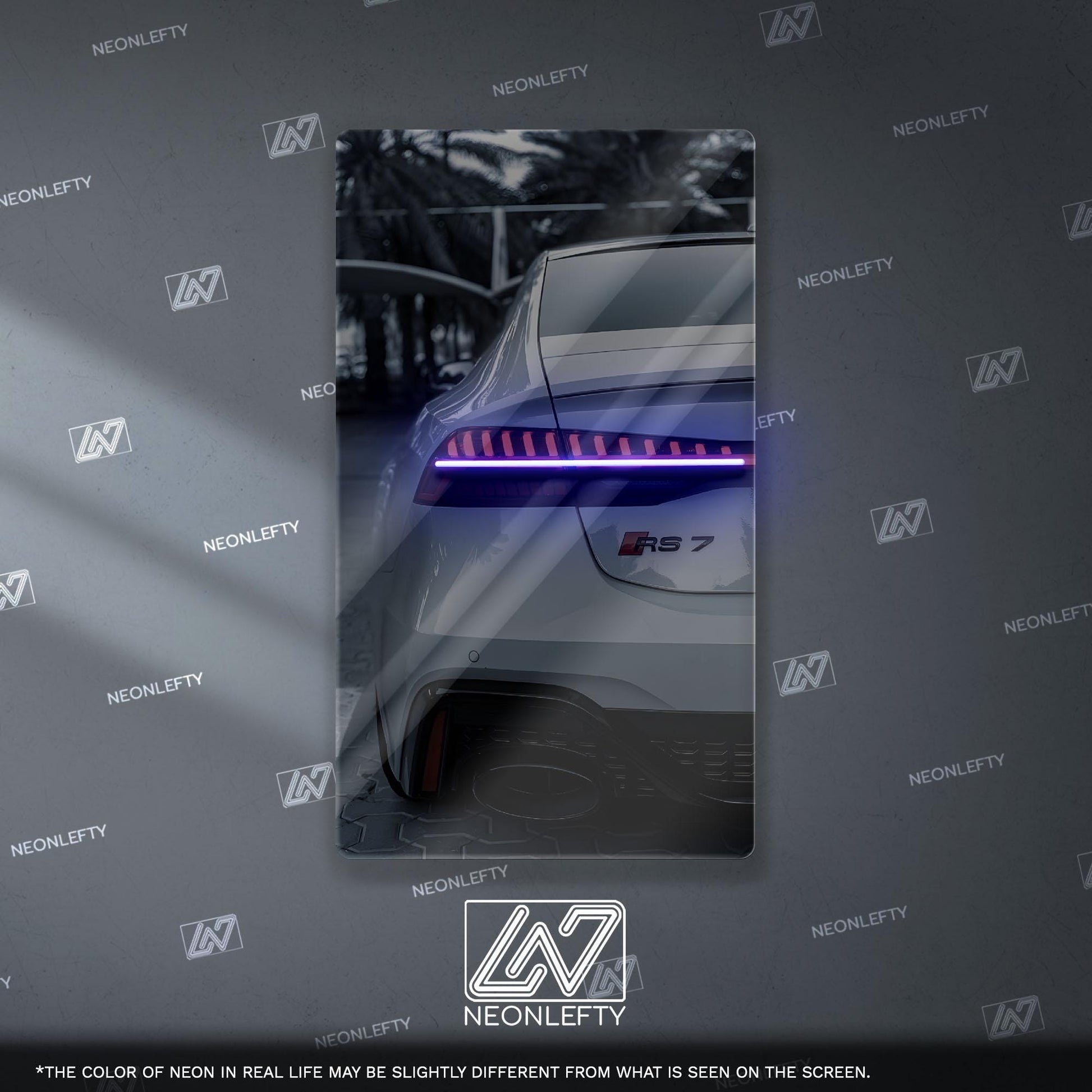 Audi RS7 Neon Sign – modern luxury sport car wall decor for garage man cave racing room or premium automotive interior