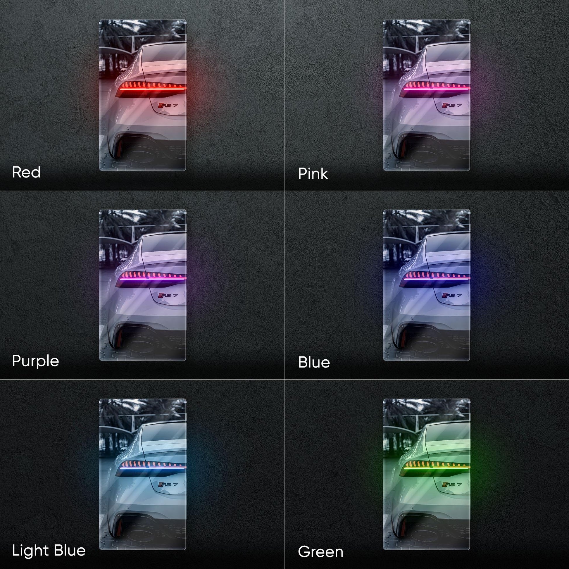 Audi RS7 Neon Sign – modern luxury sport car wall decor for garage man cave racing room or premium automotive interior