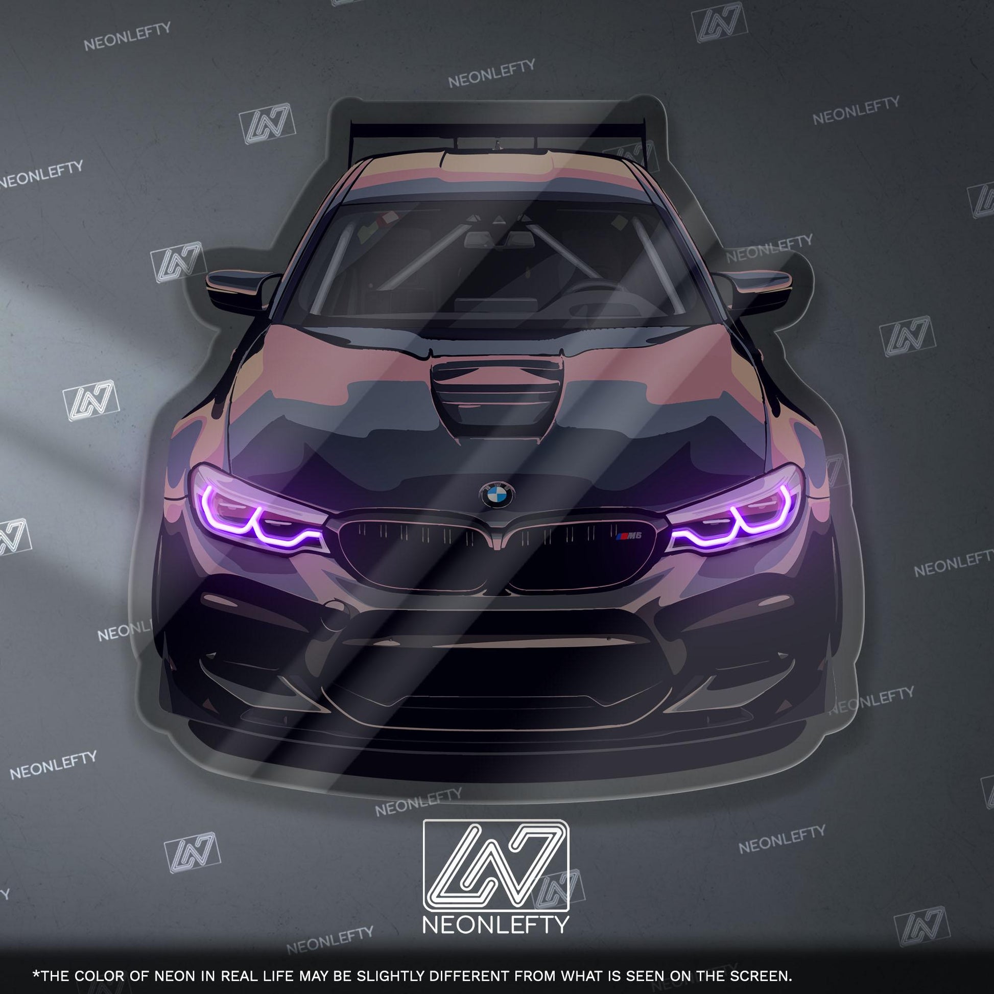 BMW M5 Neon Sign – high performance luxury sports sedan wall decor for garage man cave modern automotive interior