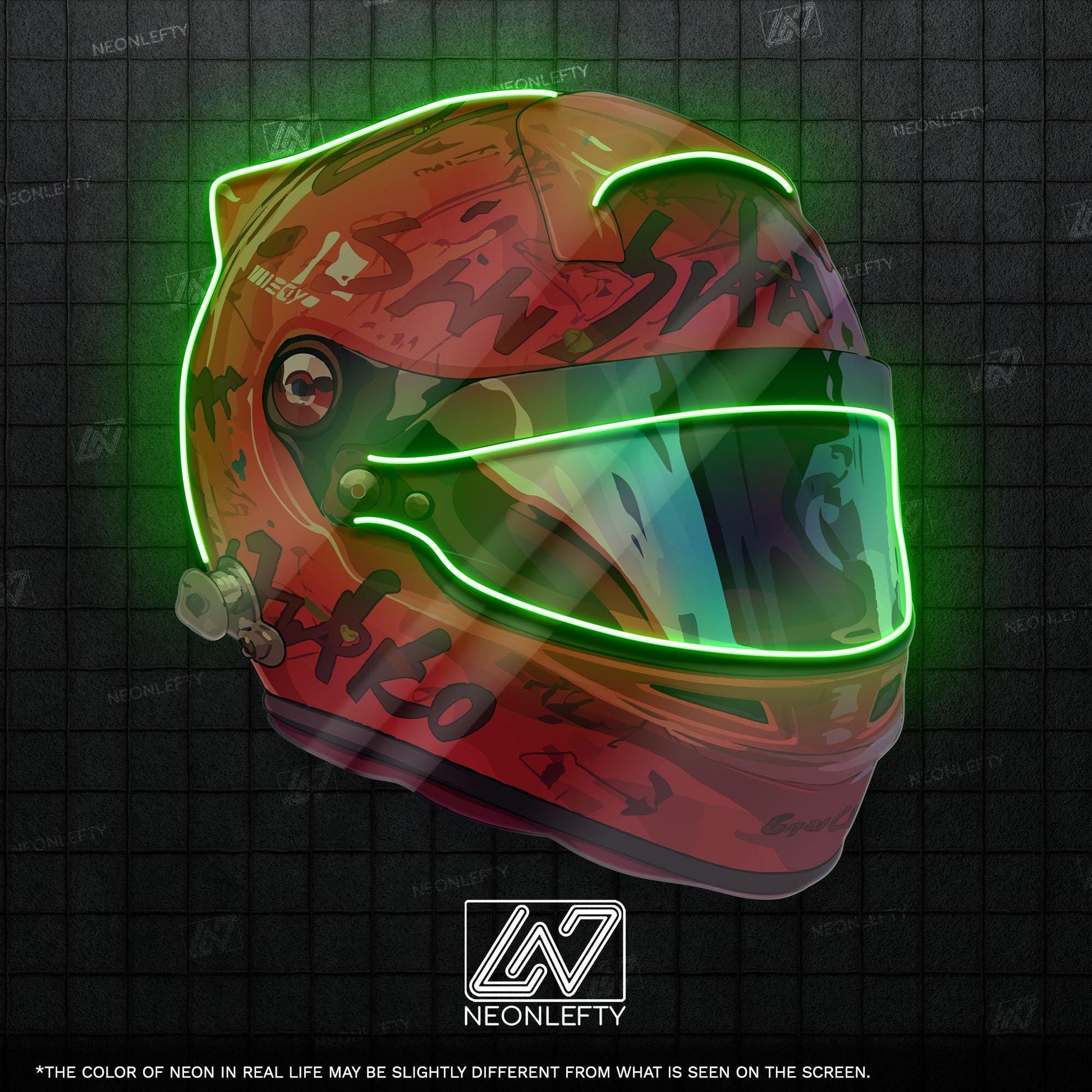 Racing Helmet - LED Neon Motorsport Wall Decor, Formula Racing Style, Speed Lover Neon Light, Man Cave Decor, Gamer Room Neon Sign