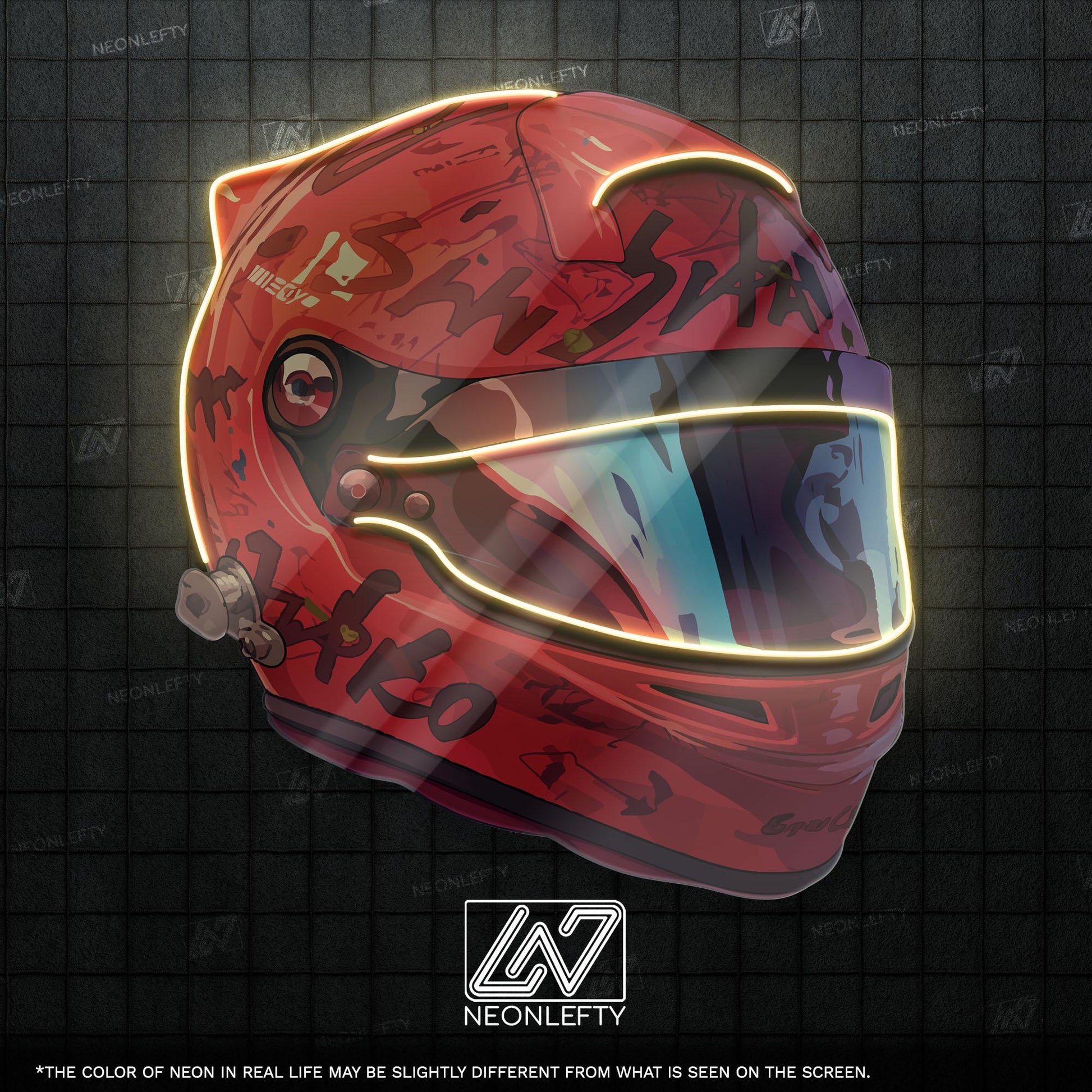 Racing Helmet - LED Neon Motorsport Wall Decor, Formula Racing Style, Speed Lover Neon Light, Man Cave Decor, Gamer Room Neon Sign