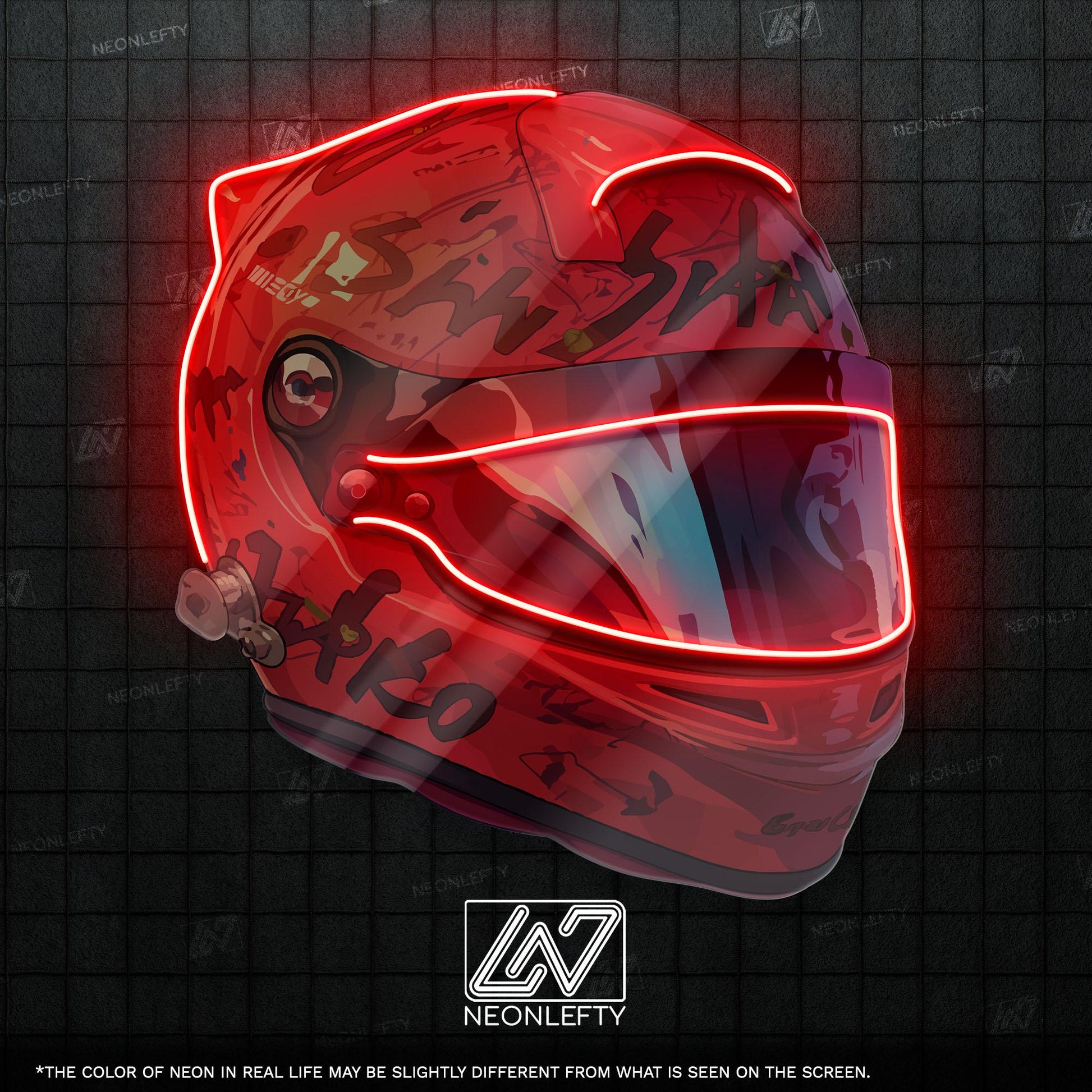 Racing Helmet - LED Neon Motorsport Wall Decor, Formula Racing Style, Speed Lover Neon Light, Man Cave Decor, Gamer Room Neon Sign