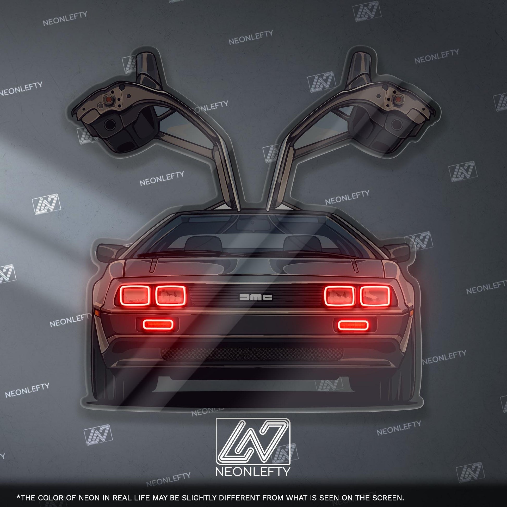 DeLorean DMC-12 Neon Sign – retro iconic time machine car wall decor for garage man cave 80s movie fan gift