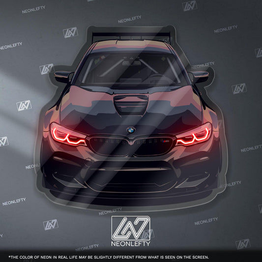 BMW M5 Neon Sign – high performance luxury sports sedan wall decor for garage man cave modern automotive interior