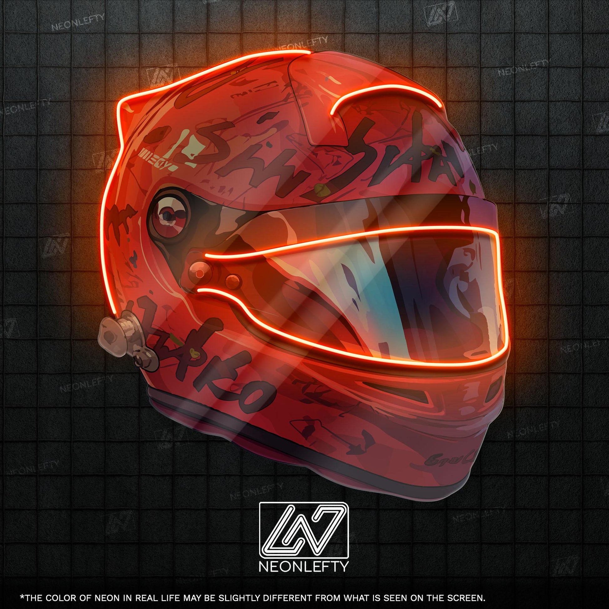 Racing Helmet - LED Neon Motorsport Wall Decor, Formula Racing Style, Speed Lover Neon Light, Man Cave Decor, Gamer Room Neon Sign